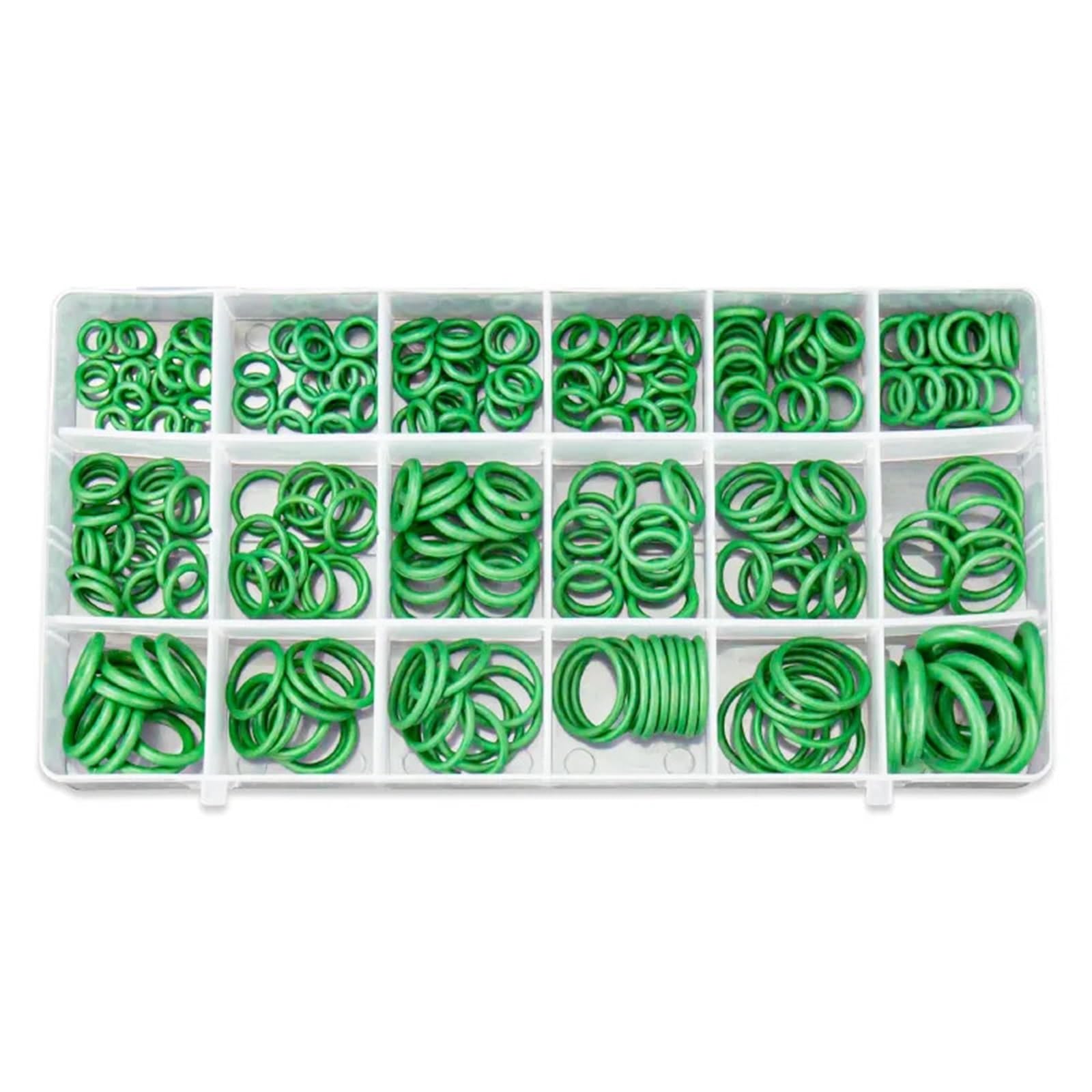 Set di guarnizioni O-ring in gomma, assortimento di guarnizioni O-ring for climatizzatori for autoveicoli, tubi idraulici, aria, gas, HVAC, R134a, R12, verde