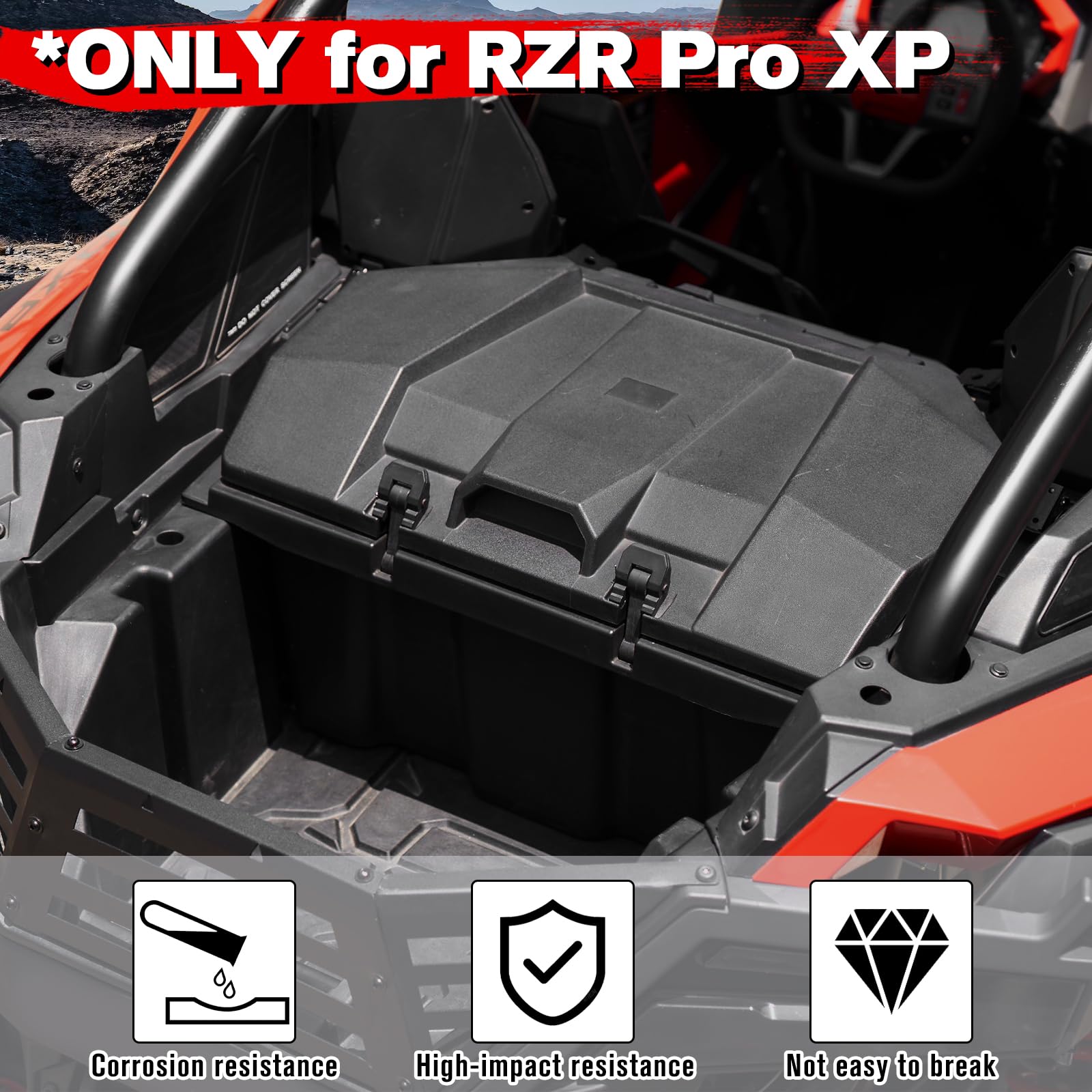 A & UTV PRO 73 QT Rear Cargo Box for 2020-2025 2023 Polaris RZR PRO XP/PRO XP 4, 2022-2024 Turbo R Accessories, Forward Water Resistant Storage Bin, Replace OEM #2883751, NOT FIT RZR XP1000 Model