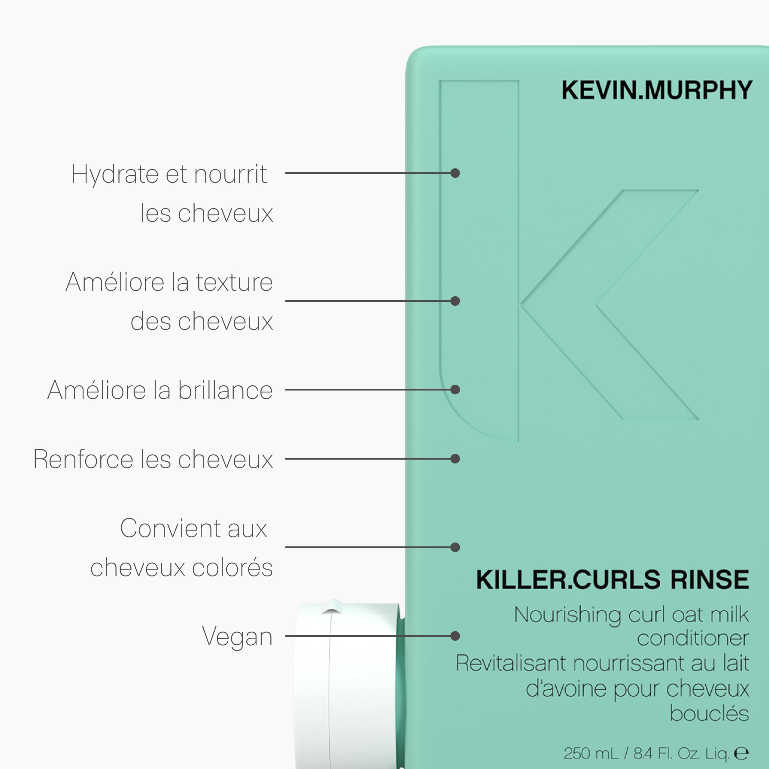 Kevin.Murphy Killer.Curls Rinse Lockenconditioner, 250ml | Hafermilch-Conditioner für Lockiges & Dauerwellen-Haar, Feuchtigkeit & Farbschutz, Vegan & Farbsicher