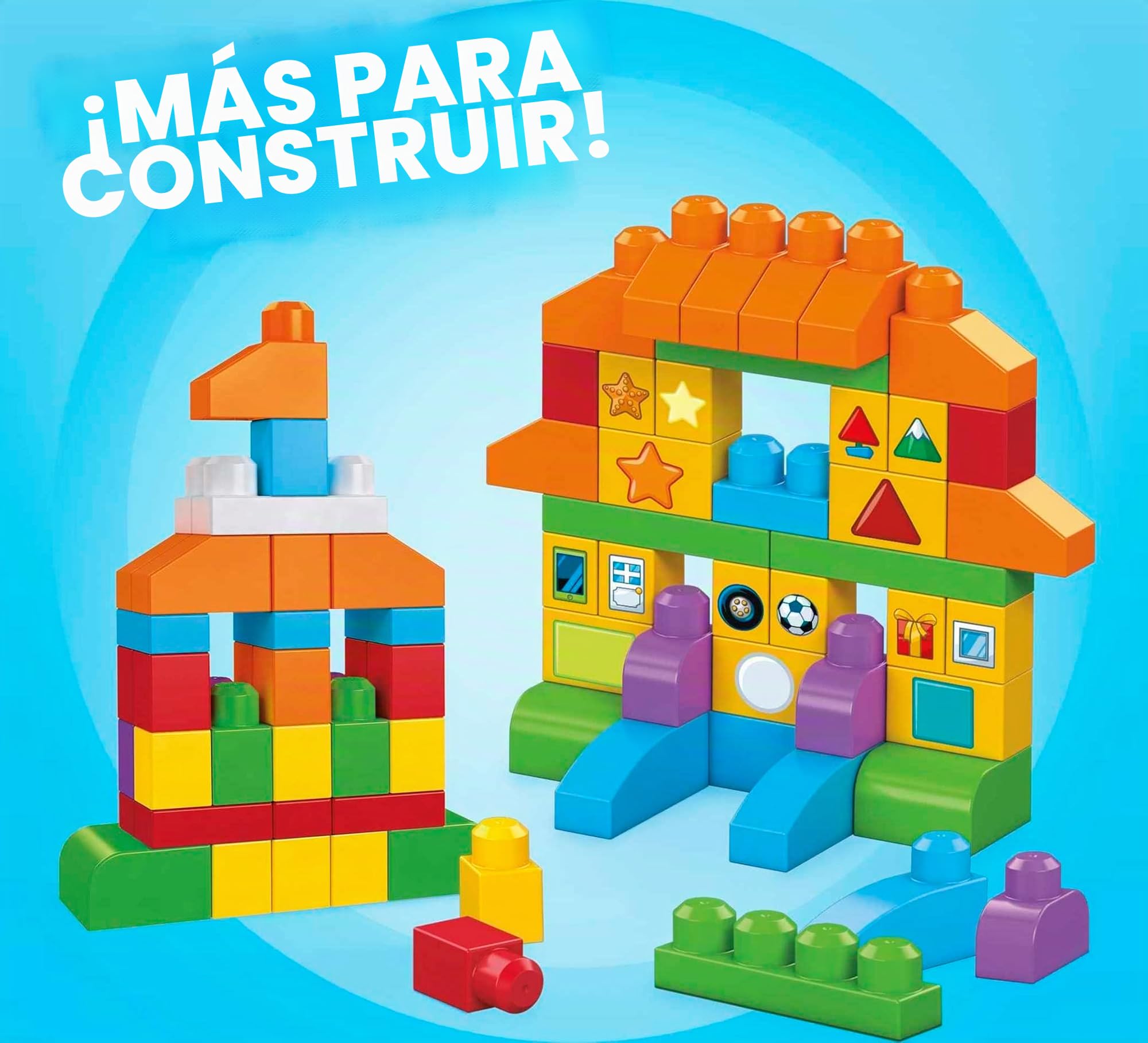Mega Bloks Juego de bloques de construcción bebé 1 año Construye y Aprende (Mattel FVJ49)