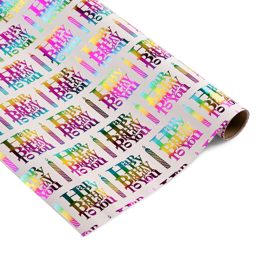 Crown Greetings Birthday Candles Gift Wrap Roll - Gift Wrapping Paper Sheet - Gift Papers Roll - Gift Rapping Paper - Gift Packing Materials - Premium Design Paper Sheet for Gift Packing 30" x 3m