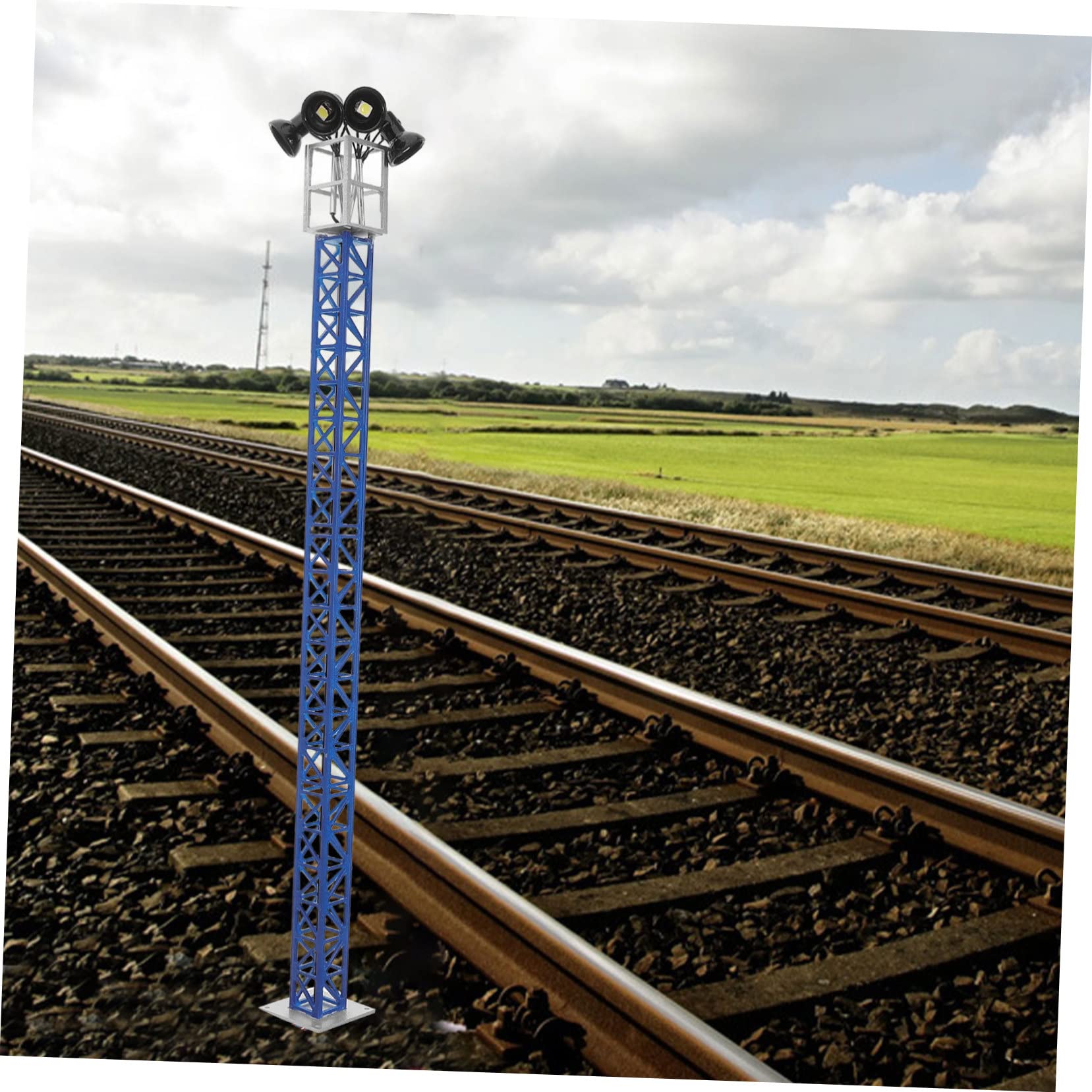 STOBOK de Feu de Signalisation Ferroviaire 1:87 Miniature Modèle en Métal et ABS 3V ou 12V Éclairage Bleu pour Décoration de Paysage de Table de Sable