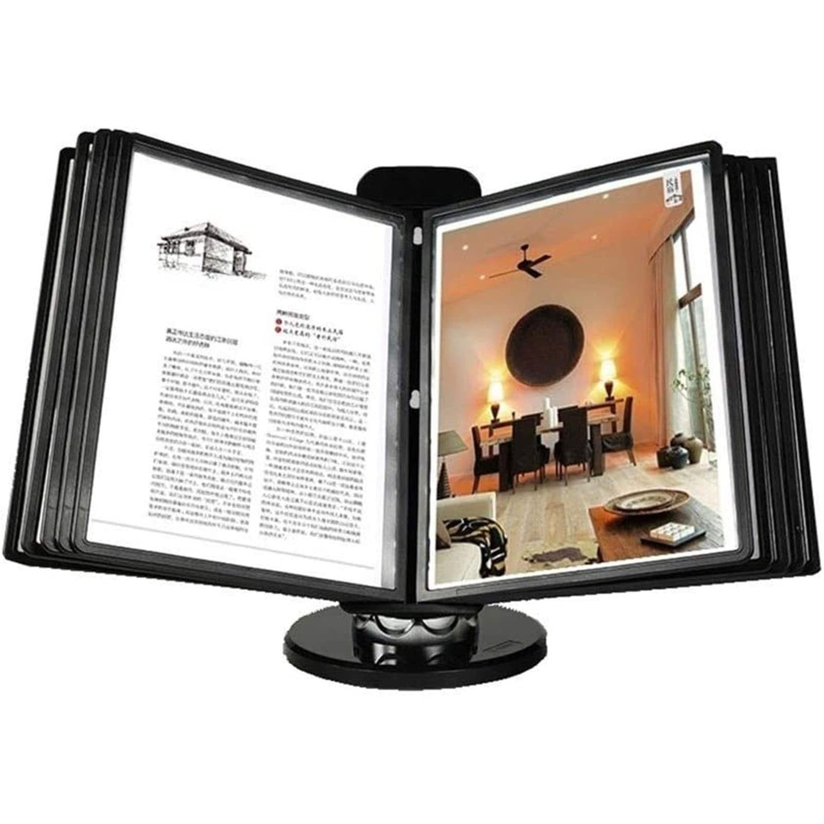 JYBNBBE 10-20 Pocket Desktop Reference & Catalog Exhibit Racks, A4 Dimension Paper Flip Folder & Poster Flip Book Stand, Wall Mount Reference Organizer, Base for Stability & Orga,10 pages