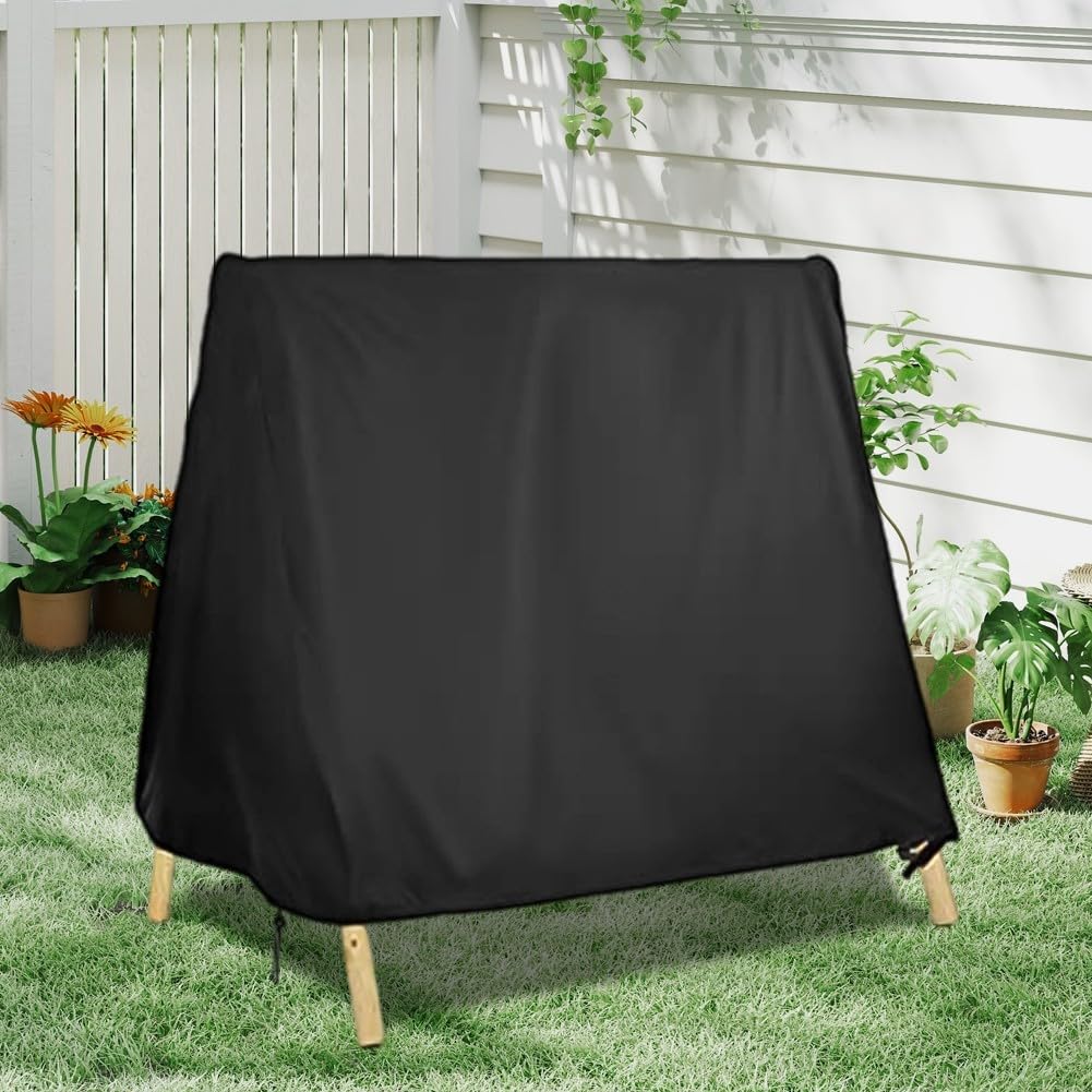 Copertura per dondolo da esterni, resistente al vento, per mobili da patio, impermeabile e antipolvere, realizzata in materiale Oxford 210D (nero, 182 x 139 x 170 cm)