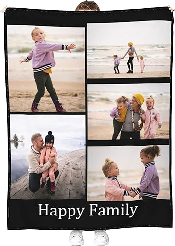 Manta personalizada con diseño fotográfico de tu texto, mantas personalizadas, regalos personalizados (5 fotos, 40 x 30 pulgadas)