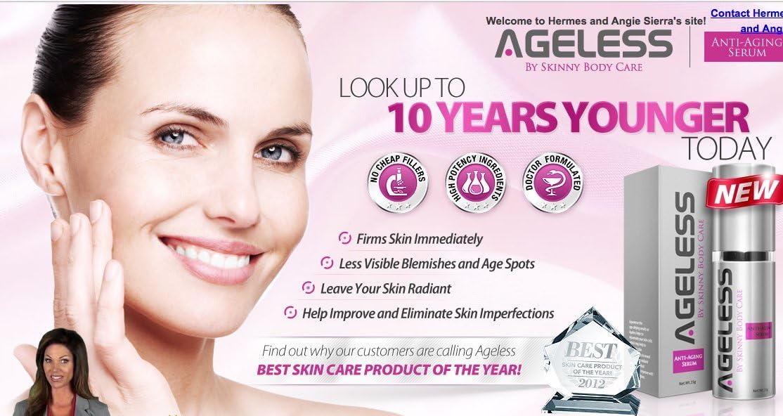AGELESS By Skinny Body Care Anti Aging Serum Beauty Face Product Look Younger NEW Sealed