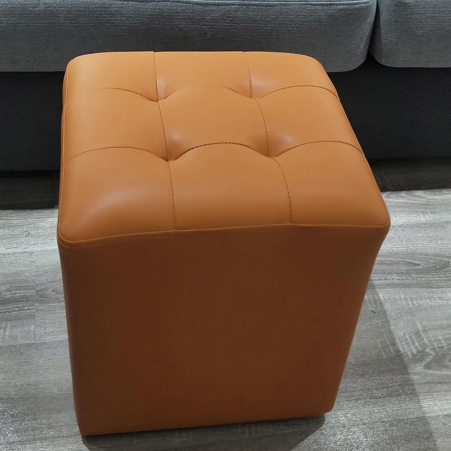 European-Style Leather Sofa and Stool, Round Stool for Living Room Coffee Table, and Stool for Changing Shoes for Household Use. (Color : Yellow)