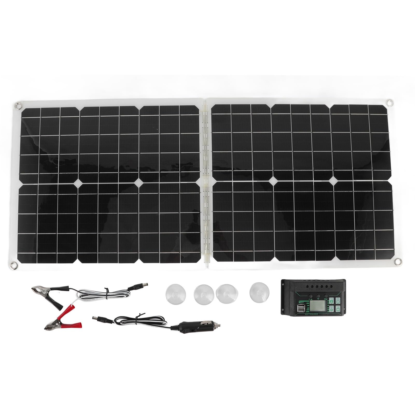 Hyuduo Pannelli Solari da 50 W, Pannello Solare Pieghevole in Polisilicio 2A Pannello Solare Portatile, Alta Efficienza di Conversione per la Ricarica della Batteria dell'auto per, Viaggi in