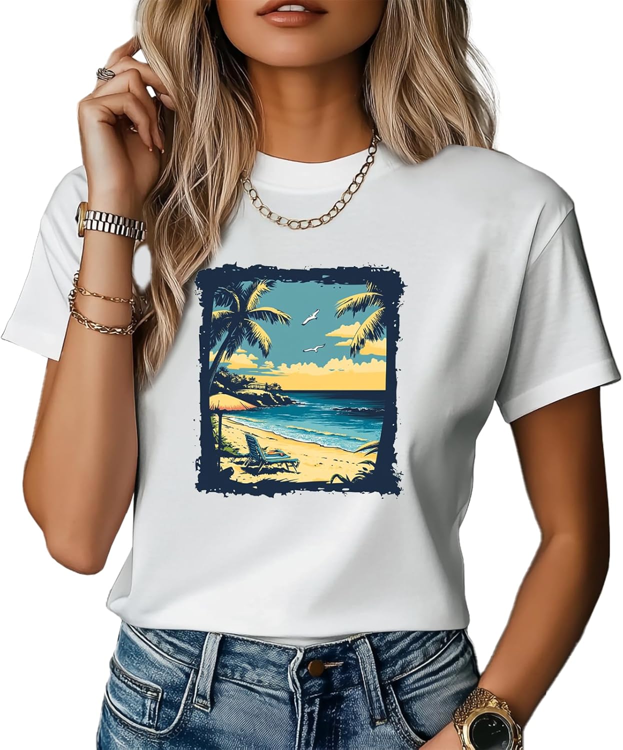 Oversized Summer Shirts for Women Cotton Summer Ladies Tops and Blouses Fashion Pat...
