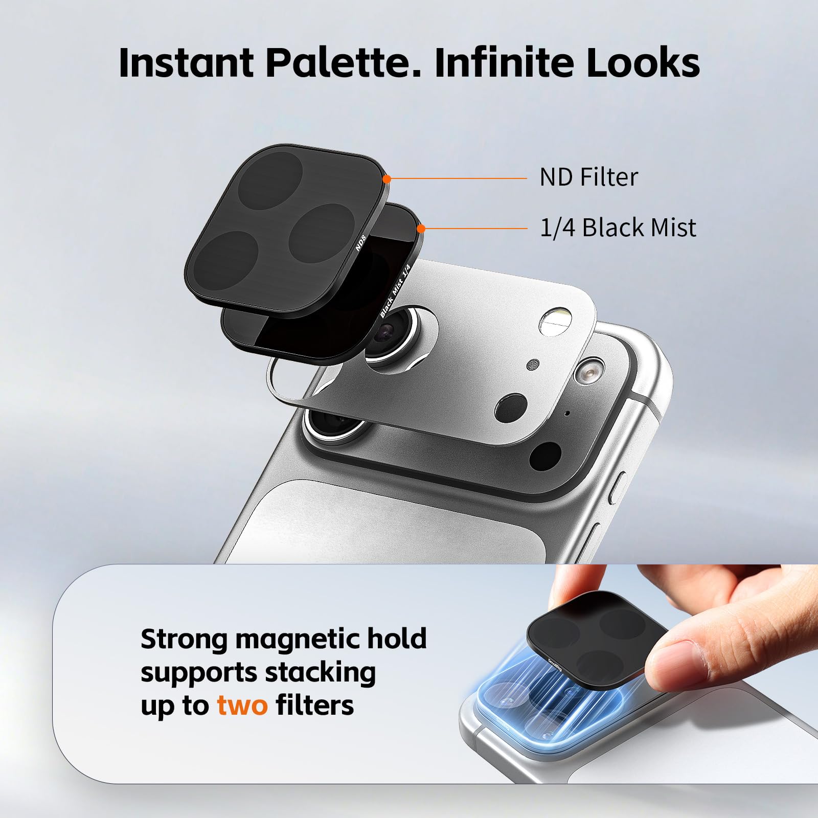SMALLRIG Kit de filtres carrés ND et Black Mist pour iPhone 17 Pro, filtres magnétiques avec Support, Filtre de Diffusion Black Mist 1/4/ND2/ND4/ND8/ND16/ND32, Lot de 6, Argent - 6074