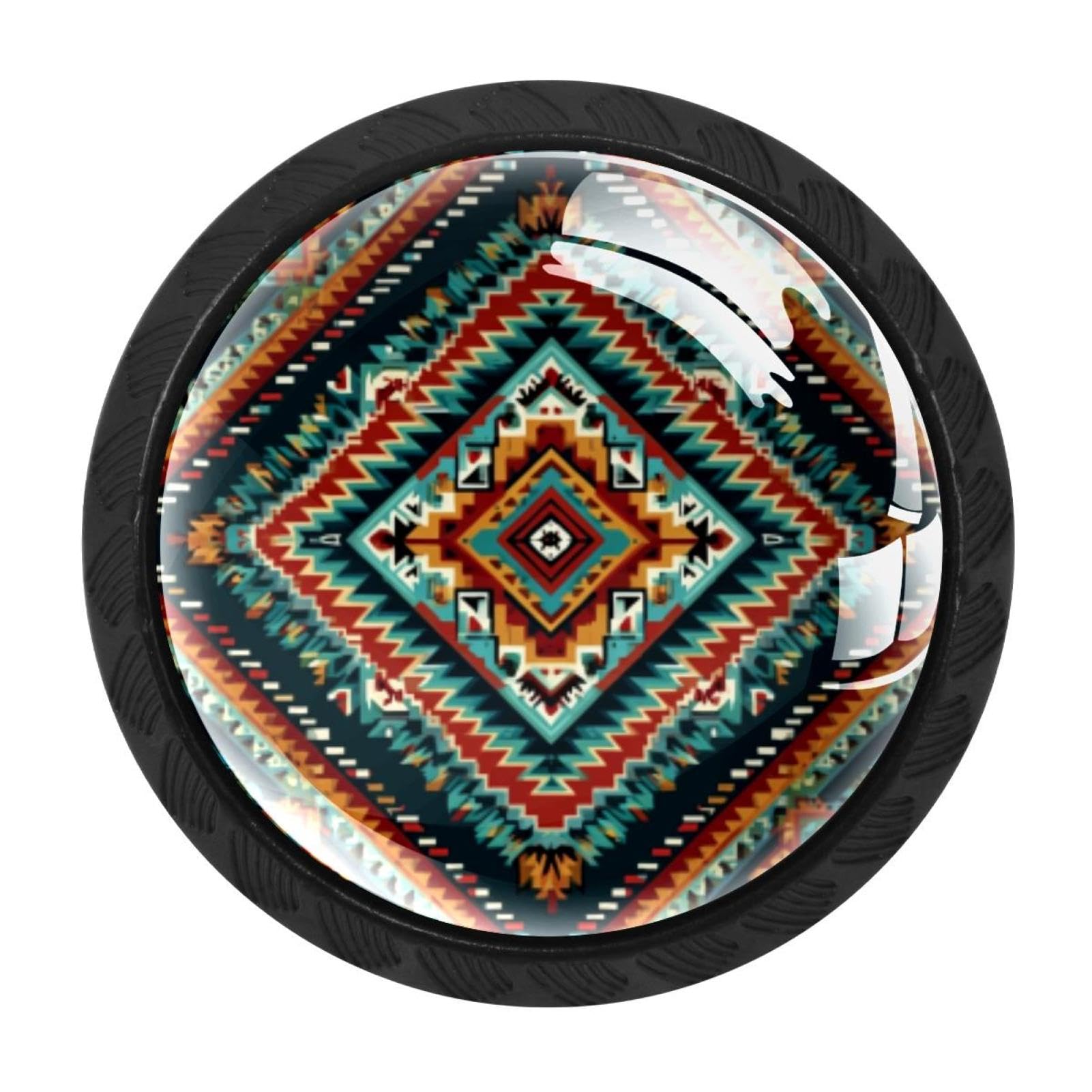 CHENZZZZ 4 Pieces Kitchen Cabinet Drawer Dresser Door Knobs Pulls Handles, Ethnic Aztec Pattern (2)