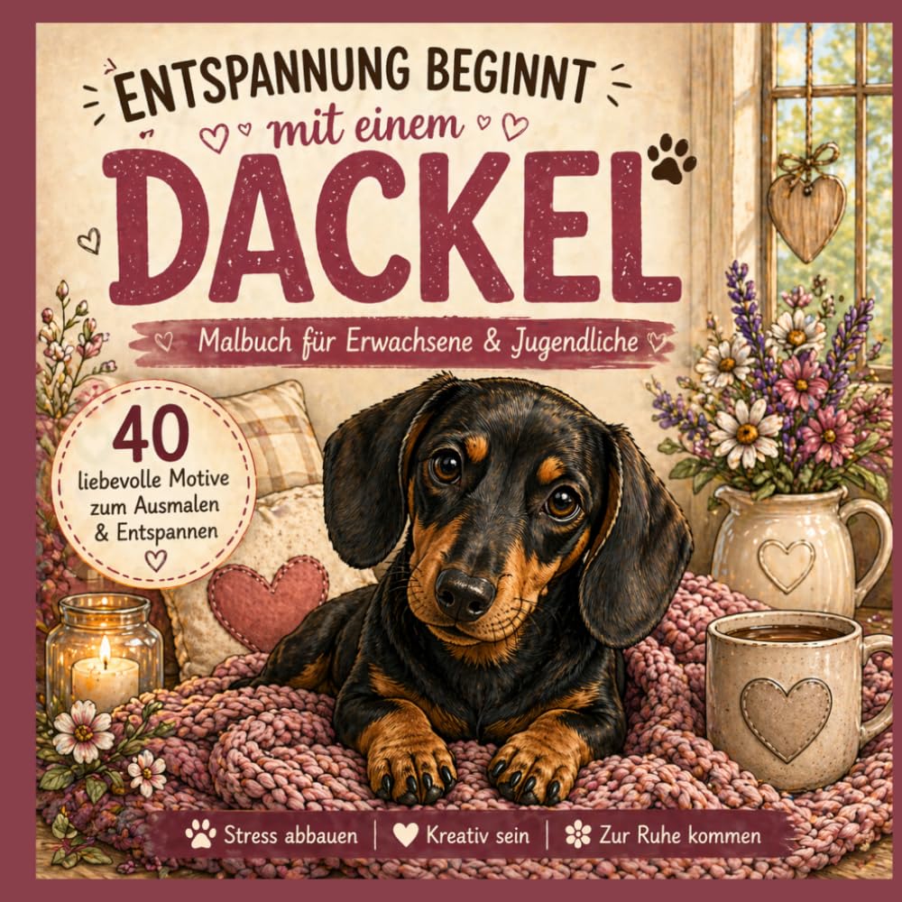 Dackel Malbuch für Erwachsene: Das perfekte Geschenk für Dackel-Liebhaber – 40 detailreiche Motive zum Ausmalen