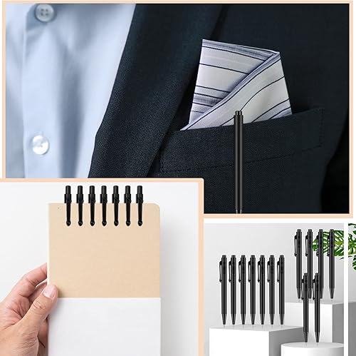 Miniatura 4 de Eaasty 100 mini bolígrafos de 4 pulgadas a granel de 0.028 in, pequeños bolígrafos retráctiles de tinta negra, bolígrafos de gel con clip,