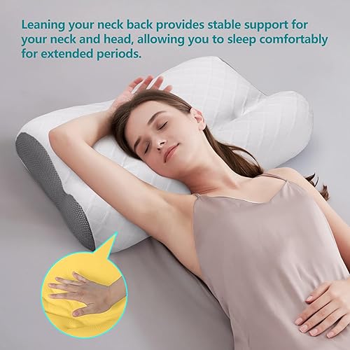 Miniatura 6 de RESTCLOUD Almohada de espuma viscoelástica de contorno, almohada cervical para aliviar el dolor de cuello, almohada ergonómica de espuma