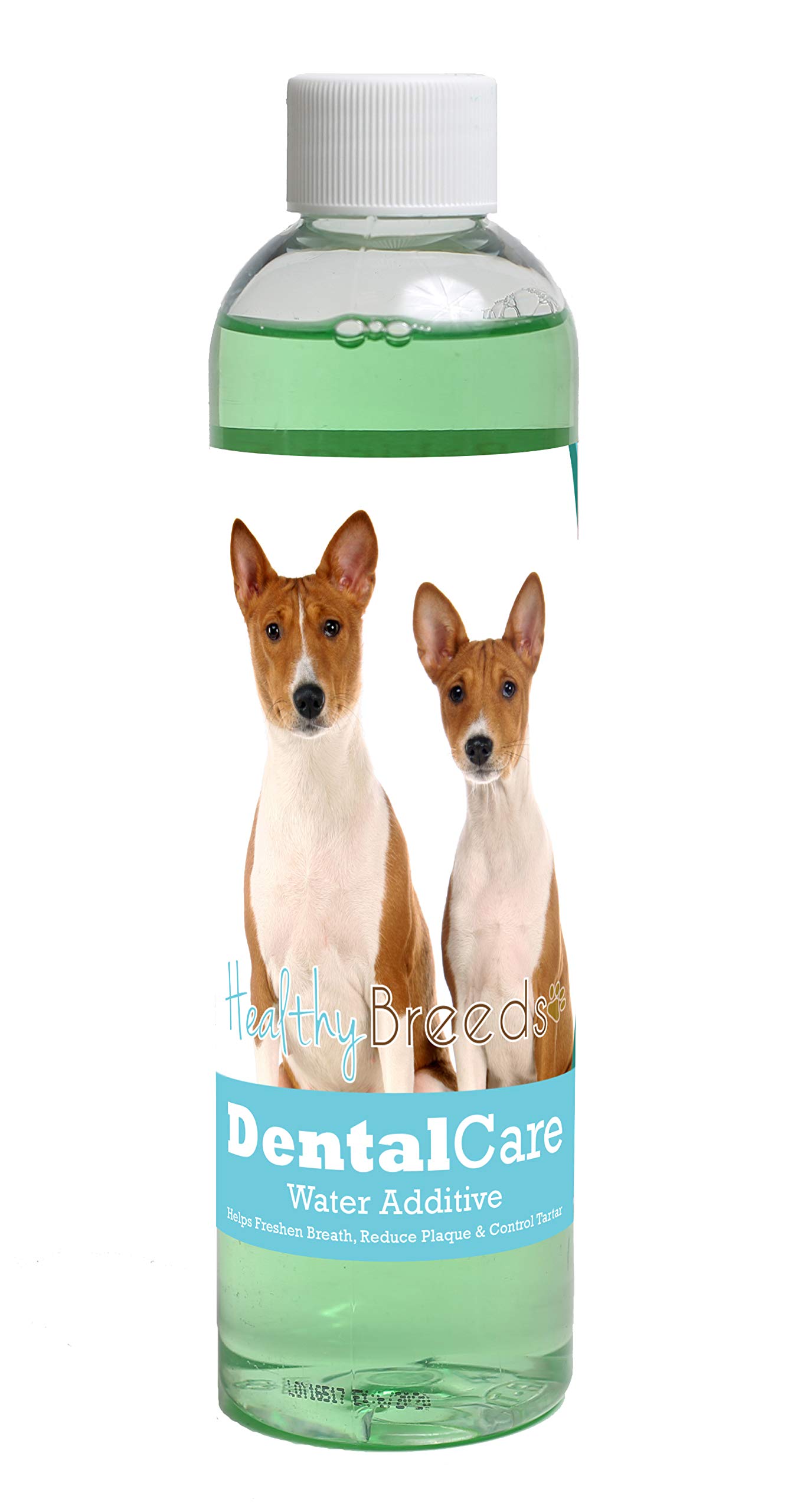 Healthy Breeds Dog Dental Care Water Additive for Basenji - Helps Freshen Breath, Reduce Plaque &amp; Control Tartar - Mint Flavor - 8 oz