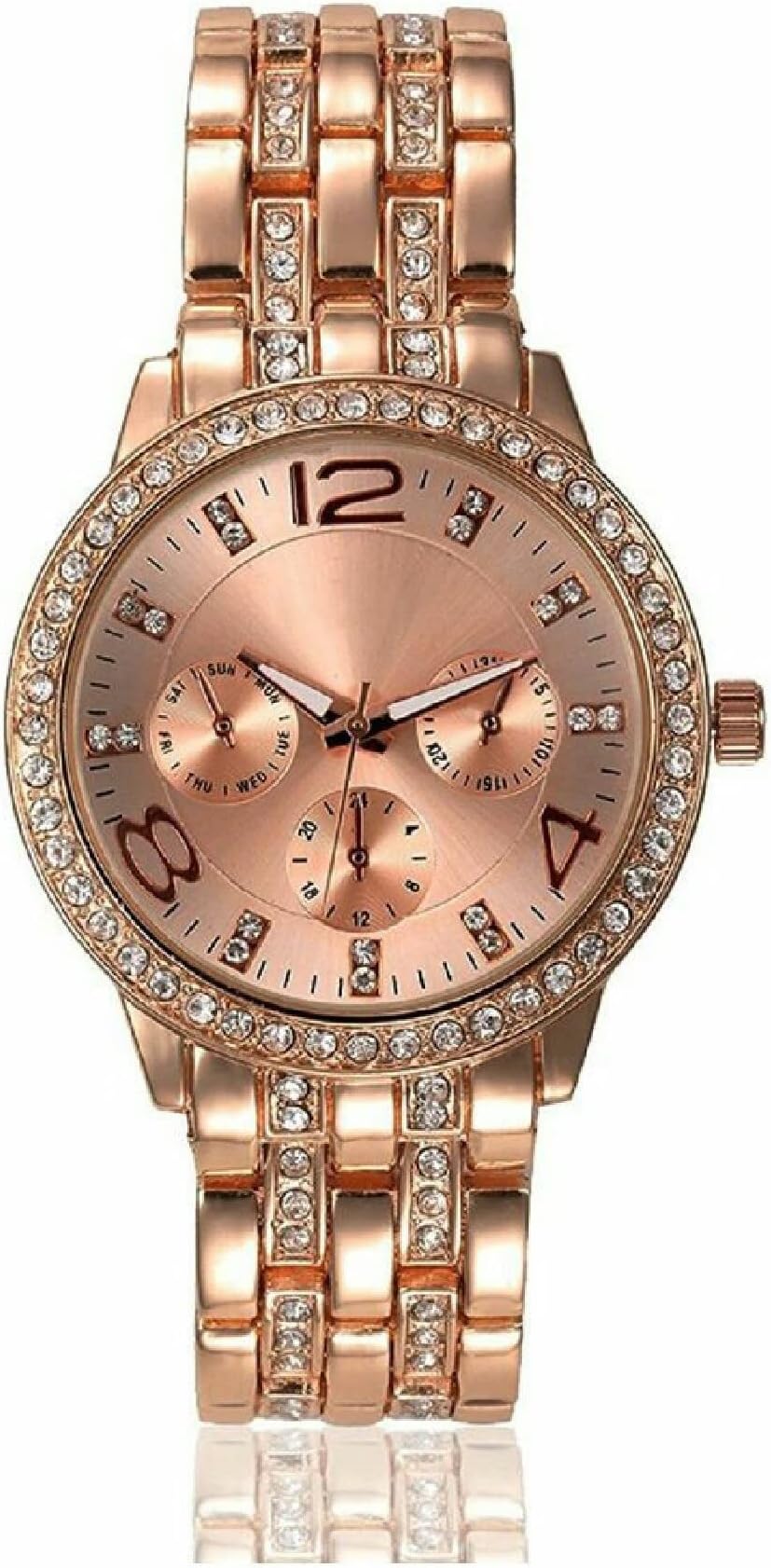 Atomic ClockOctant Analog Stainless Steel Strap with Black Dial Rose Gold Strap Round Shape Casual Women Watch