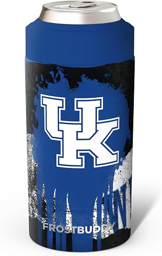 Frost Buddy Universal Can Cooler - Fits All - Stainless Steel Can Cooler for 12 oz & 16 oz Regular or Slim Cans & Bottles - Stainless Steel (Kentucky Wildcats | Drip)