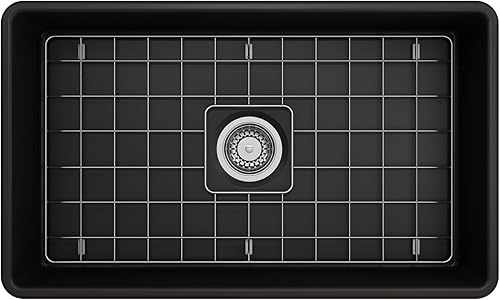 Miniatura 66 de BOCCHI Classico Farmhouse Delantal de arcilla refractaria delantera de 20 pulgadas. Fregadero de cocina de un solo tazón con rejilla inferior Café