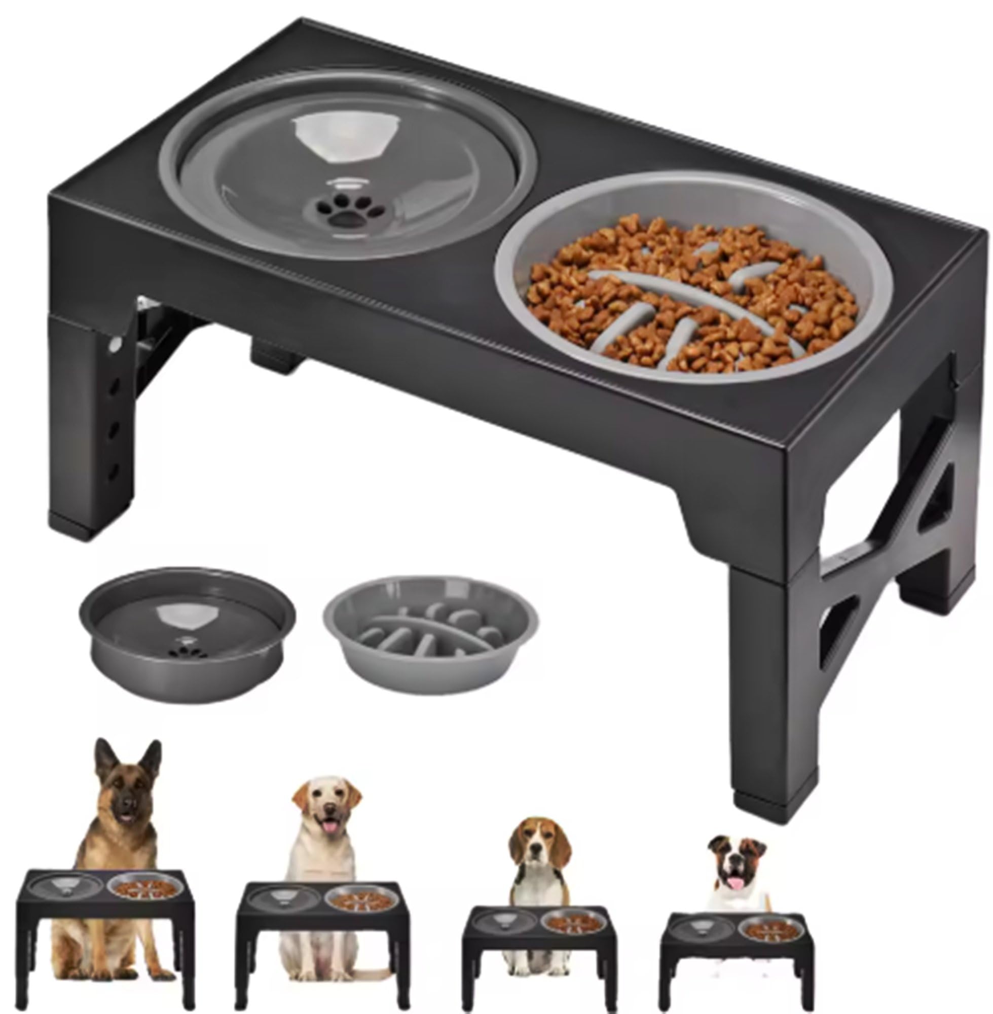 Photo 1 of Dog Raised Bowls – Elevated Slow Feeder Dog Bowl with Adjustable Stand, 15° Tilted Ergonomic Floating Slow Feeding Bowl, Reduces Choking & Improves Digestion for Medium & Large Dogs