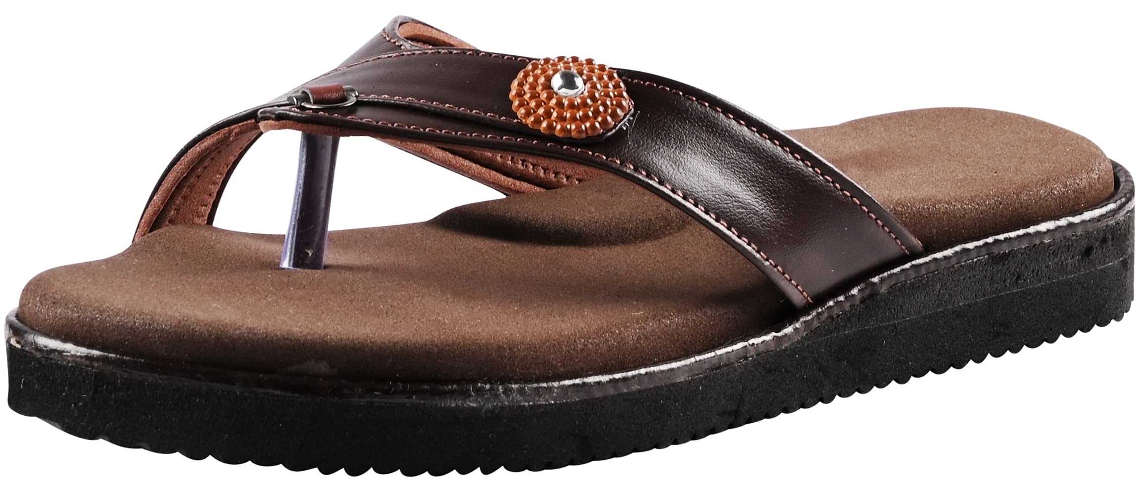 DOCTOR CHOICE Foam/Rexin Footwear for Women || Comfortable & Stylish Sequined T-Strap Casual Modern Design Slip-on(Brown, Numeric_12) (B09HTPGRYH) Amazon Price History, Amazon Price Tracker