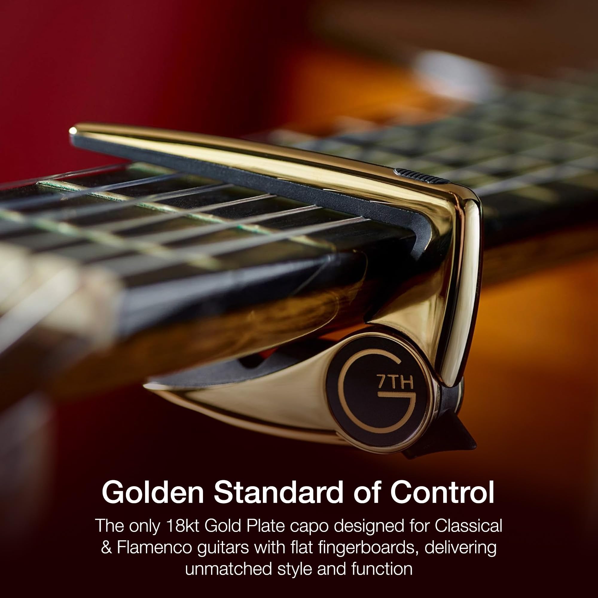 G7th Performance 2 Piatto D'oro Capotasto Chitarra Classica – Controllo della tensione rivoluzionario – Il capotasto premiato per chitarre classiche e flamenco