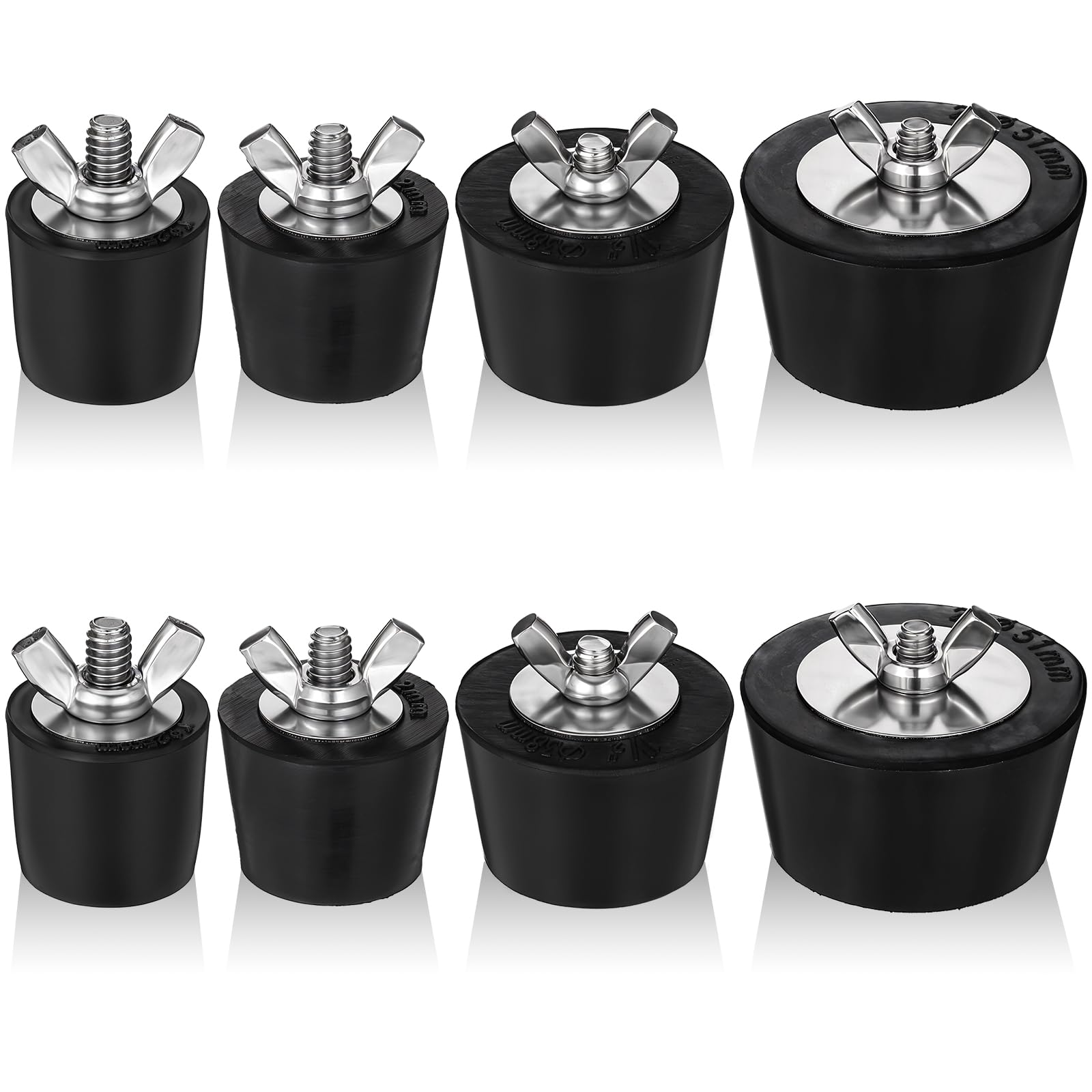 8 Pieces Rubber Pool Plugs, 4 Size Above Ground Pool Return Winter Plug, Swimming Pools Skimmer Plugs, Winter Expansion Plug, 1", 1.25", 1.5", 2" (Each Size 2 Pieces)