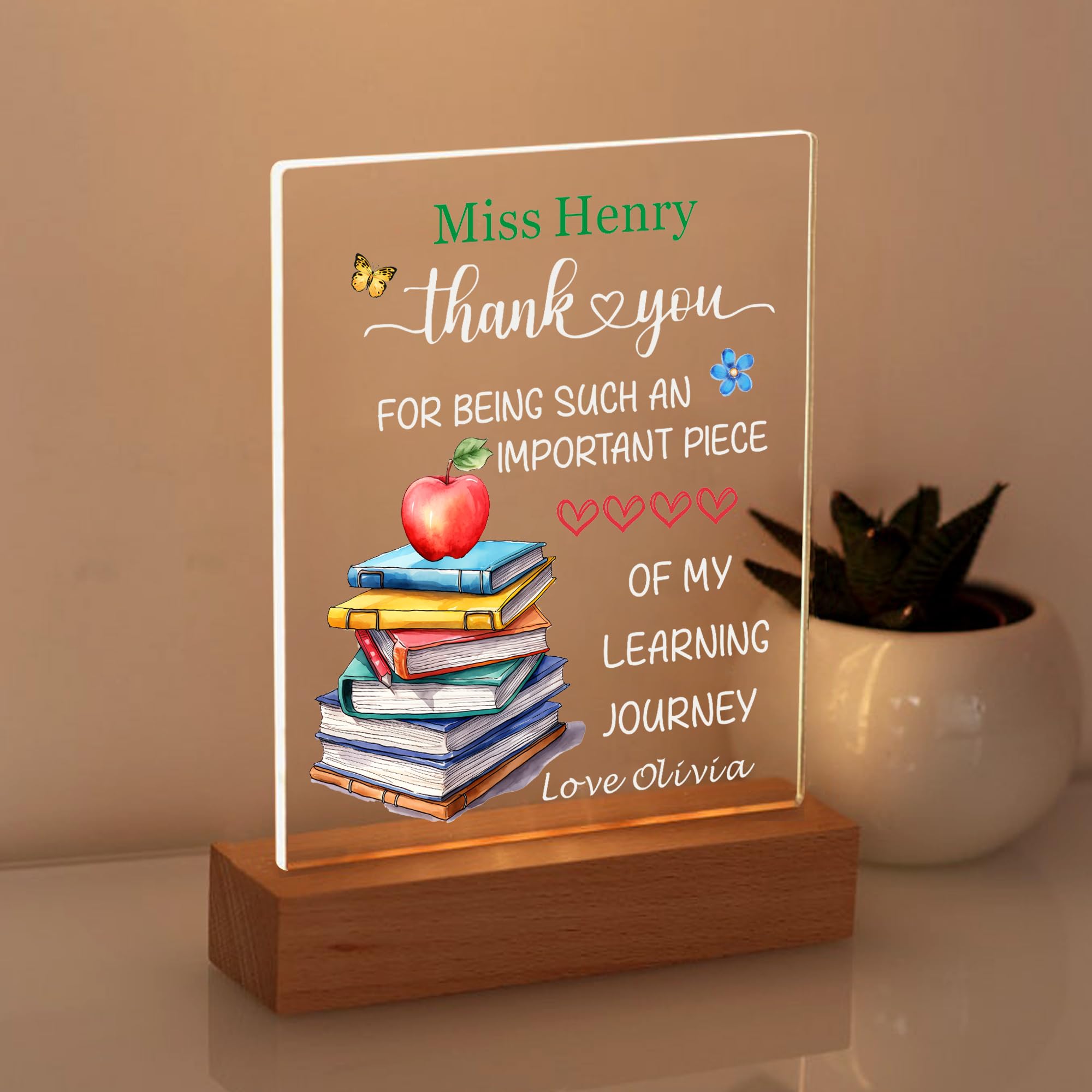 Thank You Cards Led Persoanlised Teacher Gifts for Women Men Thank You Teacher Gifts Light Up Acrylic Plaque Thank You Gifts Best Teacher Gift for Nursery End of Term Gifts (Design 5)