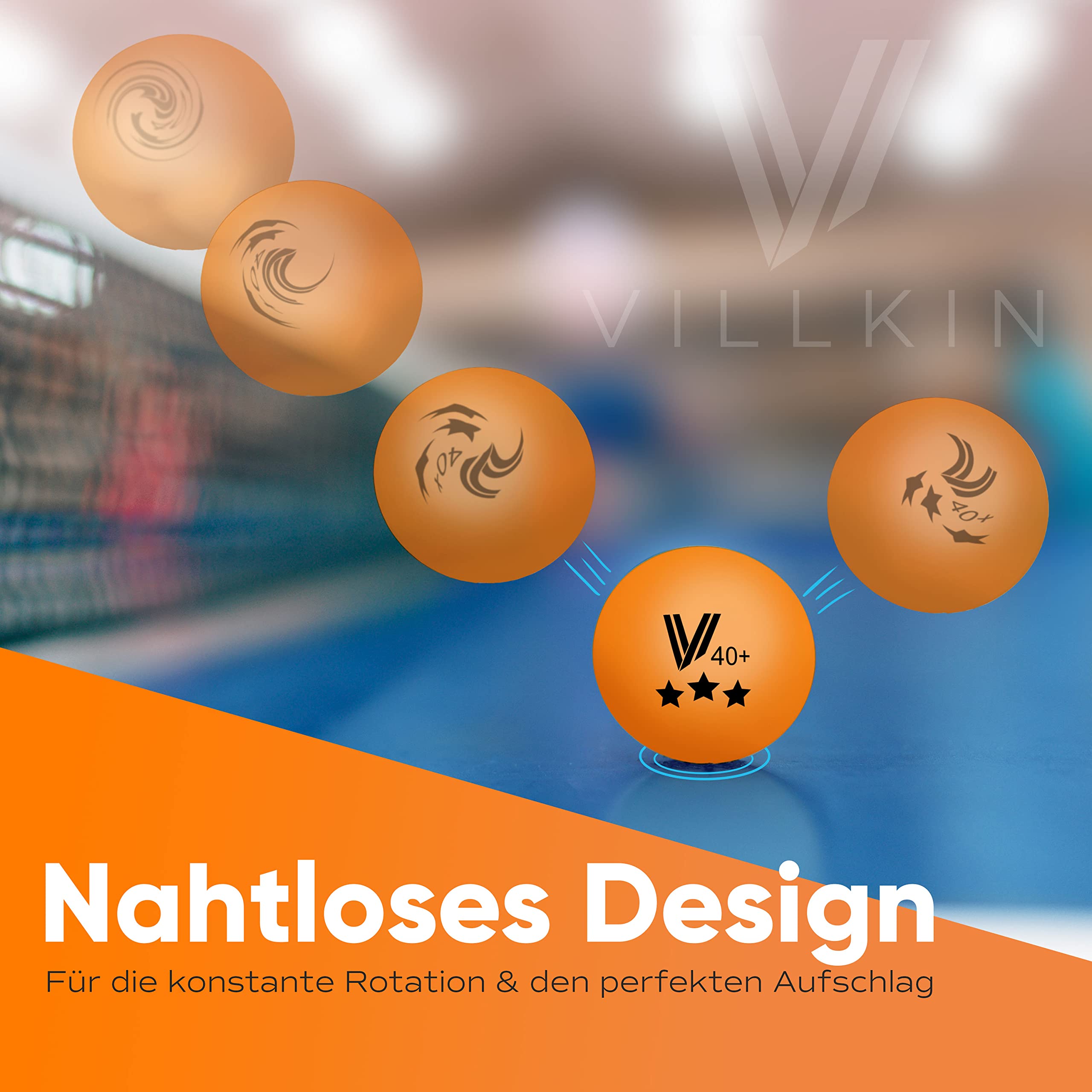Villkin Pelotas de ping pong 40 mm 24 unidades naranja