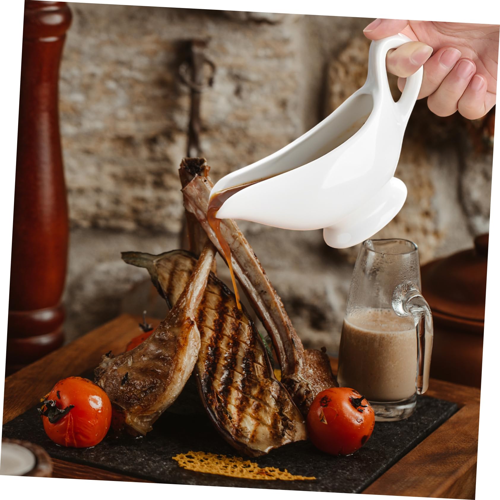 Alipis Serving Sauce Pitcher Decorative Sauce Cup Handle 230ml for Condiments Gravy