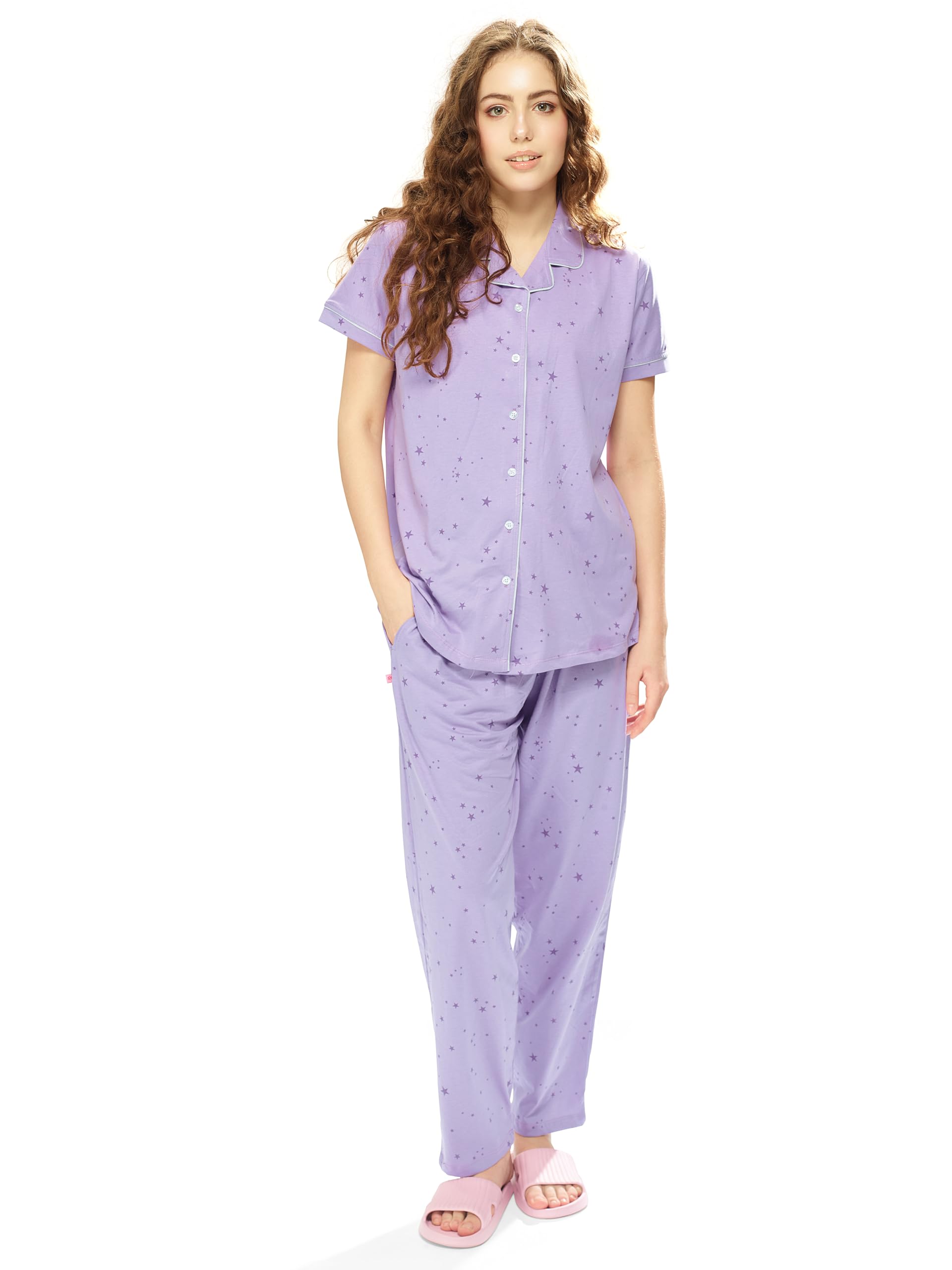 weet Women's Cotton Star Printed Night Suit Set-picture-45