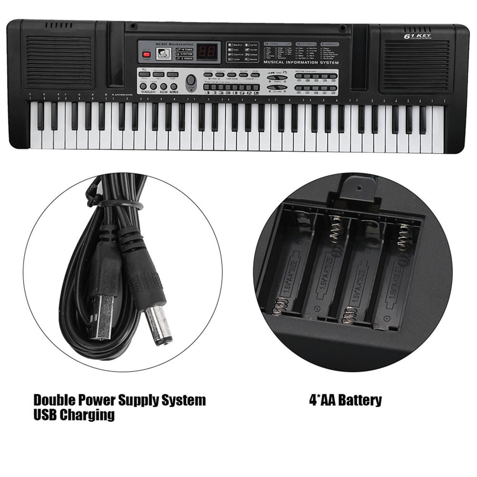 Generic Mini Tastiera Elettronica Giocattolo a 61 Tasti con Microfono per Bambini, Pianoforte Digitale Portatile con a Doppio Altoparlante, Strumento Musicale Educativo per Bambini Sopra i 5 Anni