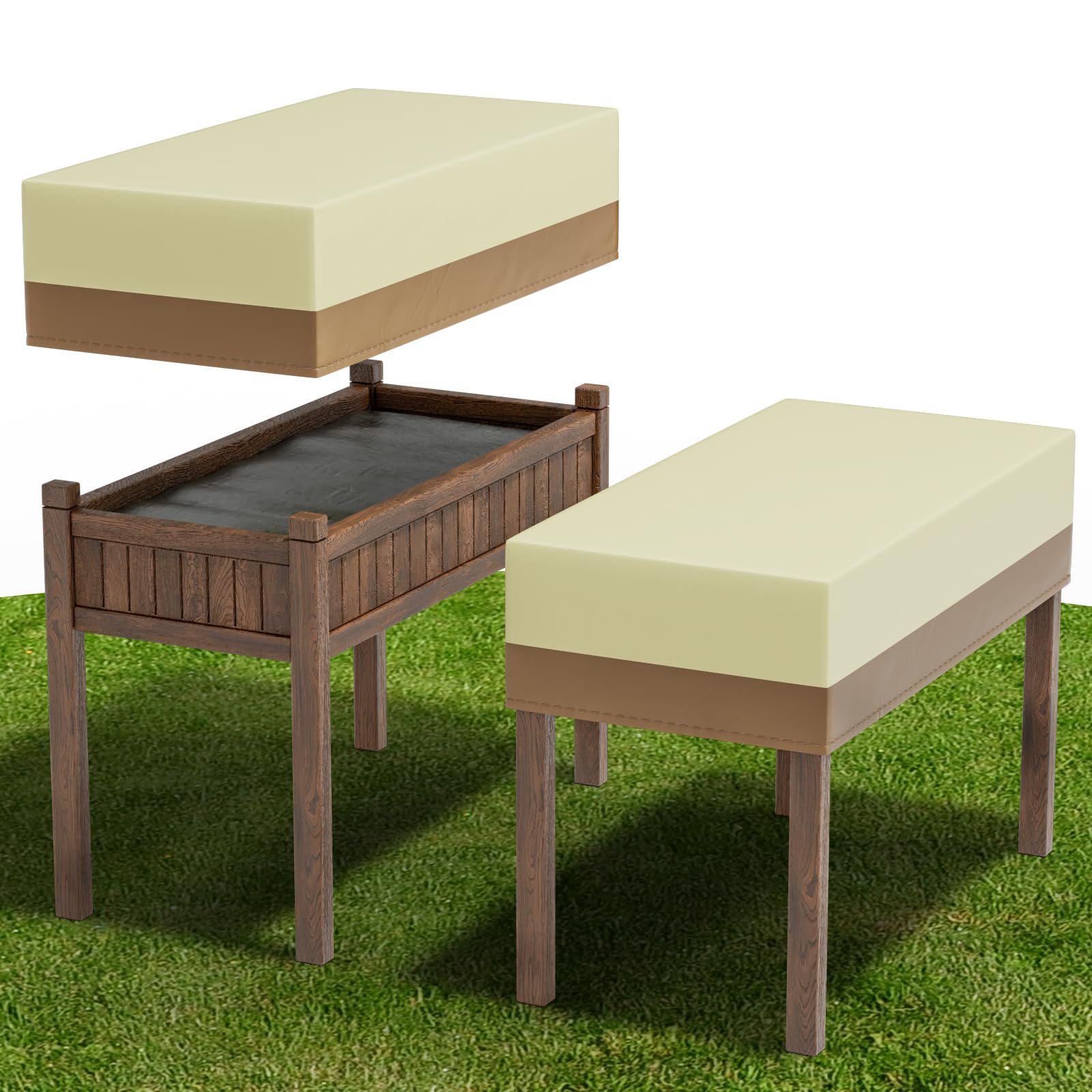 Decoroca 2’x4’ Planter Boxes Cover - Elevated Planter Boxes Protects with All-Natural 600D Nylon & Water-Resistant Coating - Strong Enough to withstand Weed Seeds, Heavy Rain & Snowfall