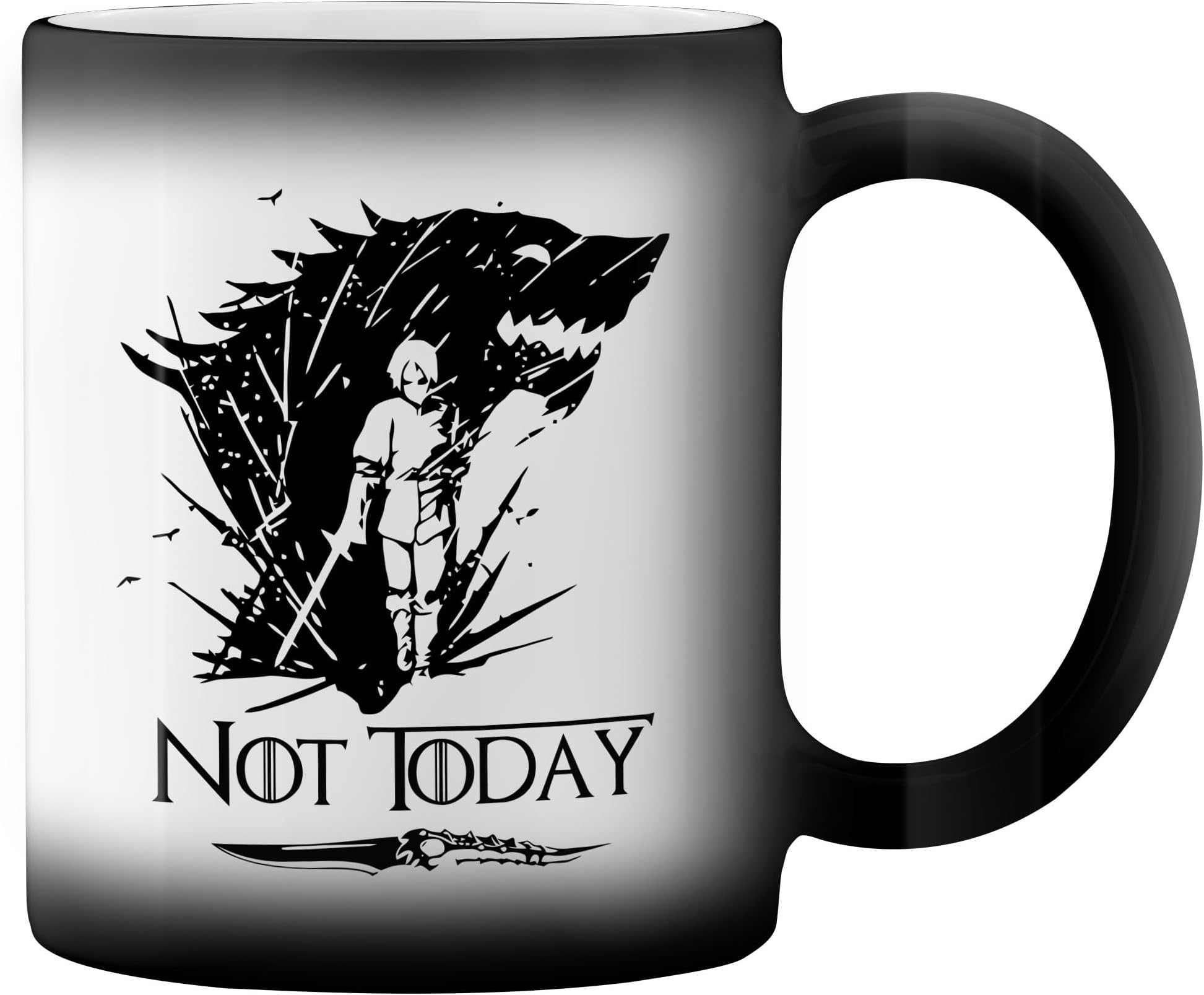 Not Today Arya Wolf Stark Catspaw Black Magic Coffee Mug