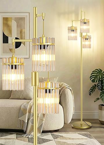 Miniatura 10 de Lámparas de pie industriales para sala de estar, lámpara de pie regulable, lámparas de pie modernas con pantalla de vidrio, interruptor giratorio,
