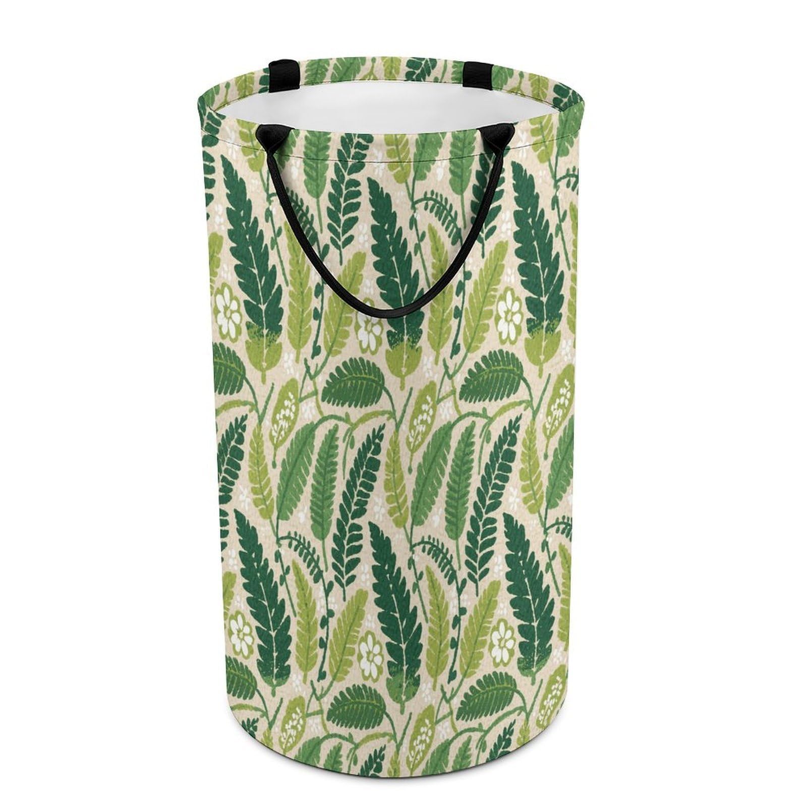 Green Leaves Print Dirty Clothes Basket Large Capacity Laundry Basket Freestanding Laundrys Hampers Tall Collapsible Clothes Hamper for Blankets Toys