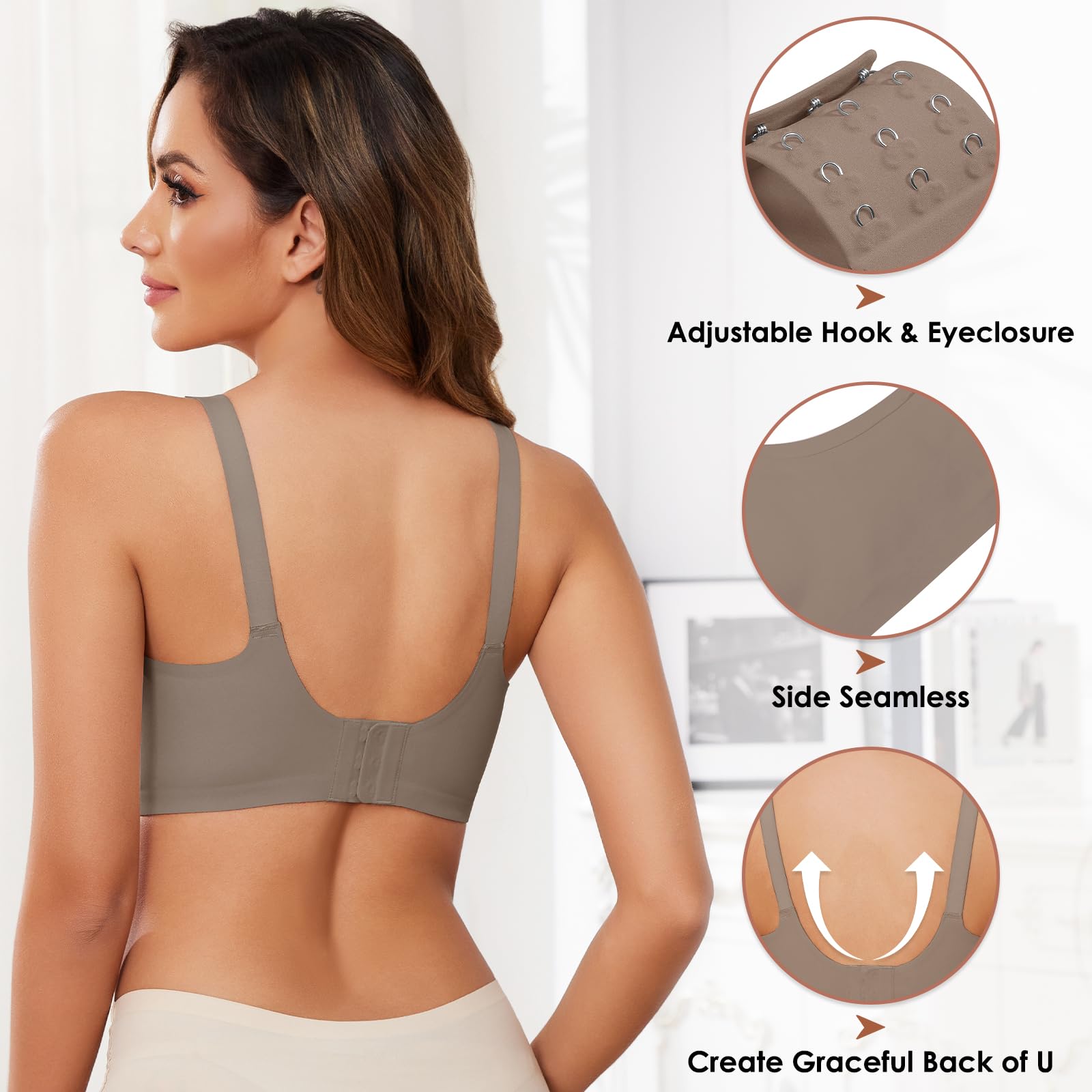 Xnova Donna Reggiseno Senza Ferretto con Cuscinetti, Stretch Leggero Reggiseni di Base Spalline Regolabili Senza Schienale, Comfort Intimo Bralette Invisibile Elasticizzato