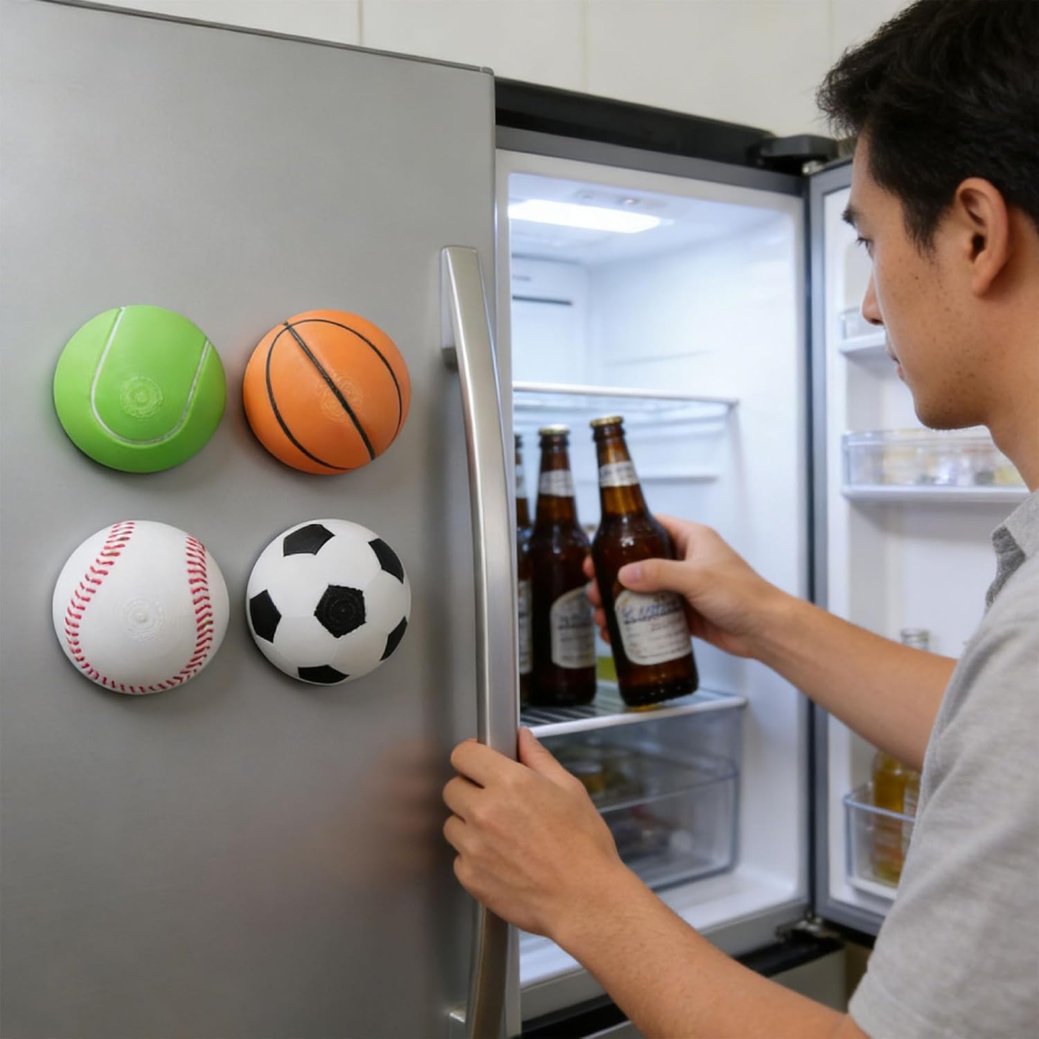 Unique Ball Shape Bottle Opener Fridge Decors Drink Tool for Football Enthusiasts Keychains Bottle image 2
