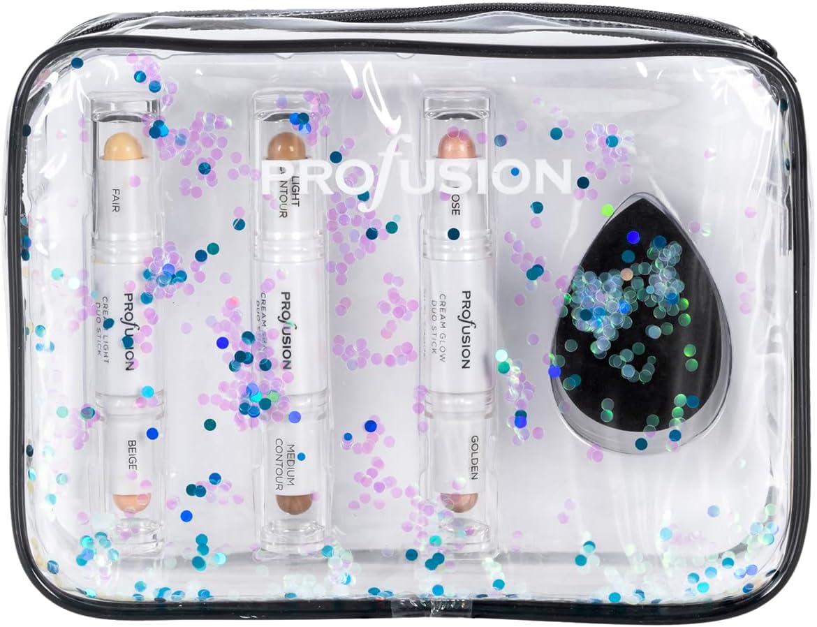 Profusion Cosmetics White Crystals Beauty Bags, Luxury, Stylish and Convenient Travel Friendly for Your Cosmetic Essentials (3PC Cream Sticks) 1 Profusion Cosmetics White Crystals Beauty Bags, Luxury, Stylish and Convenient Travel Friendly for Your Cosmetic Essentials (3PC Cream Sticks)