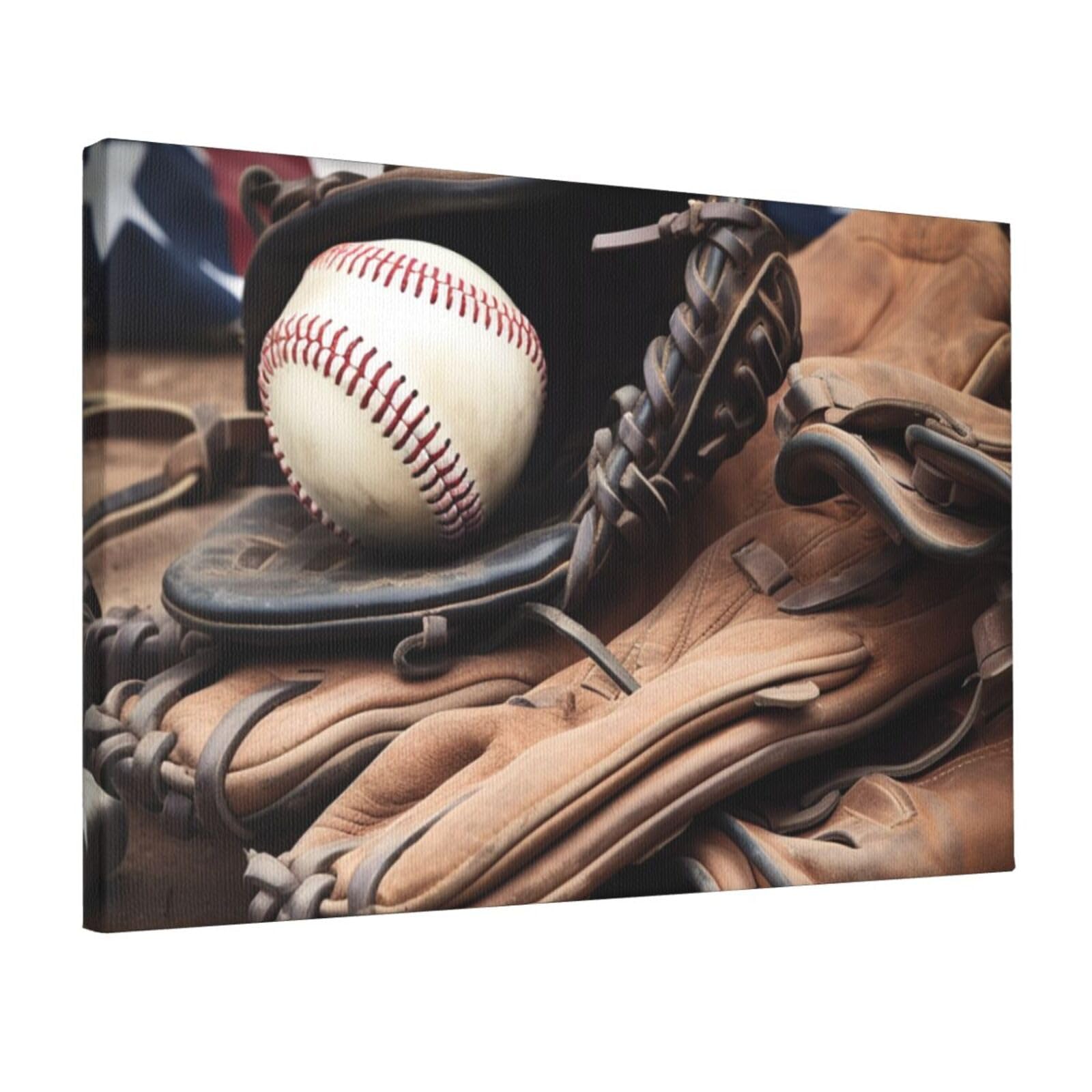 Canvas Wall Art for Living Room Wall Decor 12"x18" Modern Artwork Painting Pictures Hanging Canvas Prints Baseball Equipment Aesthetic Wall Art for Bedroom Bathroom Office Wallart Decor