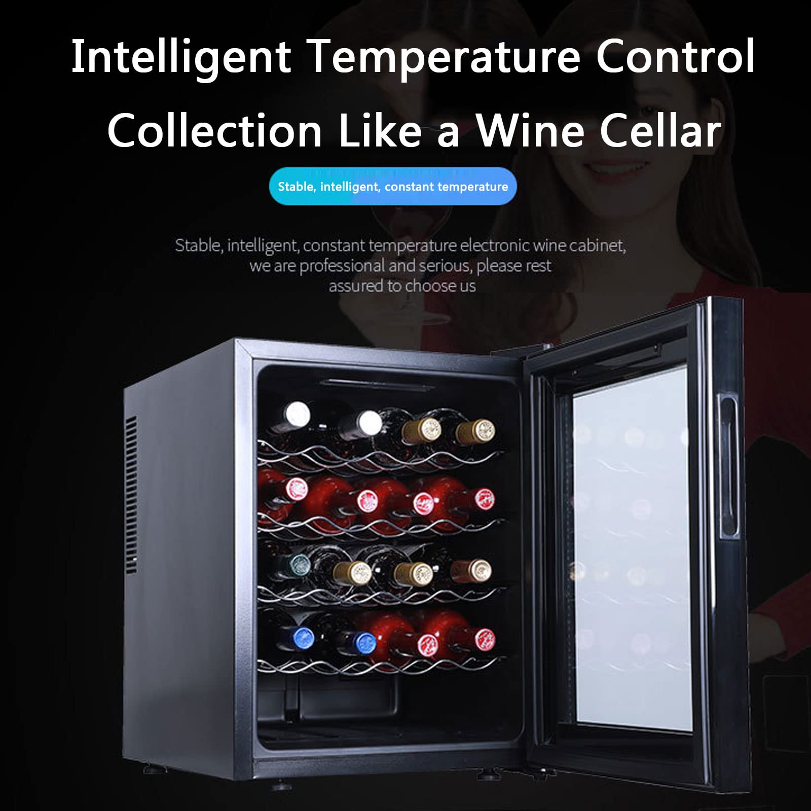 Nevera Para Vinos De 48 Litros, 12-18 °C, 502 Mm, Con Puerta De Cristal, Pantalla Táctil, Pequeña Vinoteca, Bodega De Bebidas, Pantalla Táctil + Luz Led, Capacidad Para 20 Botellas, Enfriador De Vino