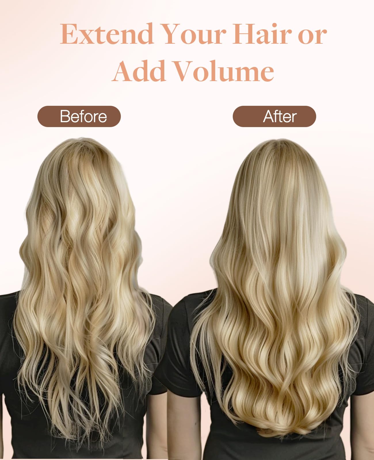 GOO GOO Invisi przedłużki do włosów metodą tape in, 20 sztuk, 50 g, bezszwowe wstrzykiwane, 16/22, jasny blond, rozjaśniony złoty blond