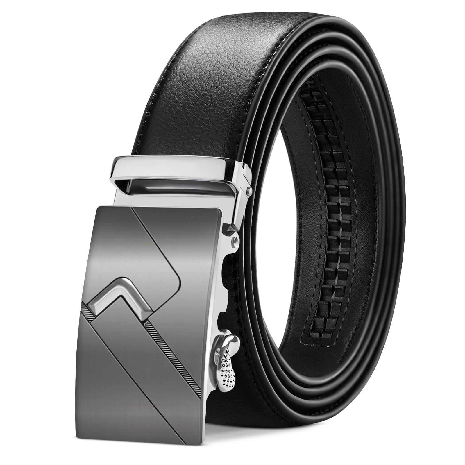 TANGCHAO Gürtel Herren,Ledergürtel Ratsche Automatikschließe für Herren Business Anzug Jeans, 35mm Gürtel,Größe Einstellbar