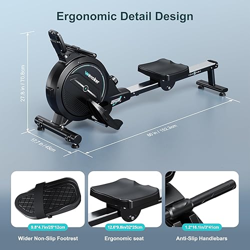Miniatura 3 de Rowing Machine for Home, Magnetic Rower Machine, 350 LB Weight Capacity, 16-Level Silent Resistance Row Machine for Gym Exercise Full-Body Workout