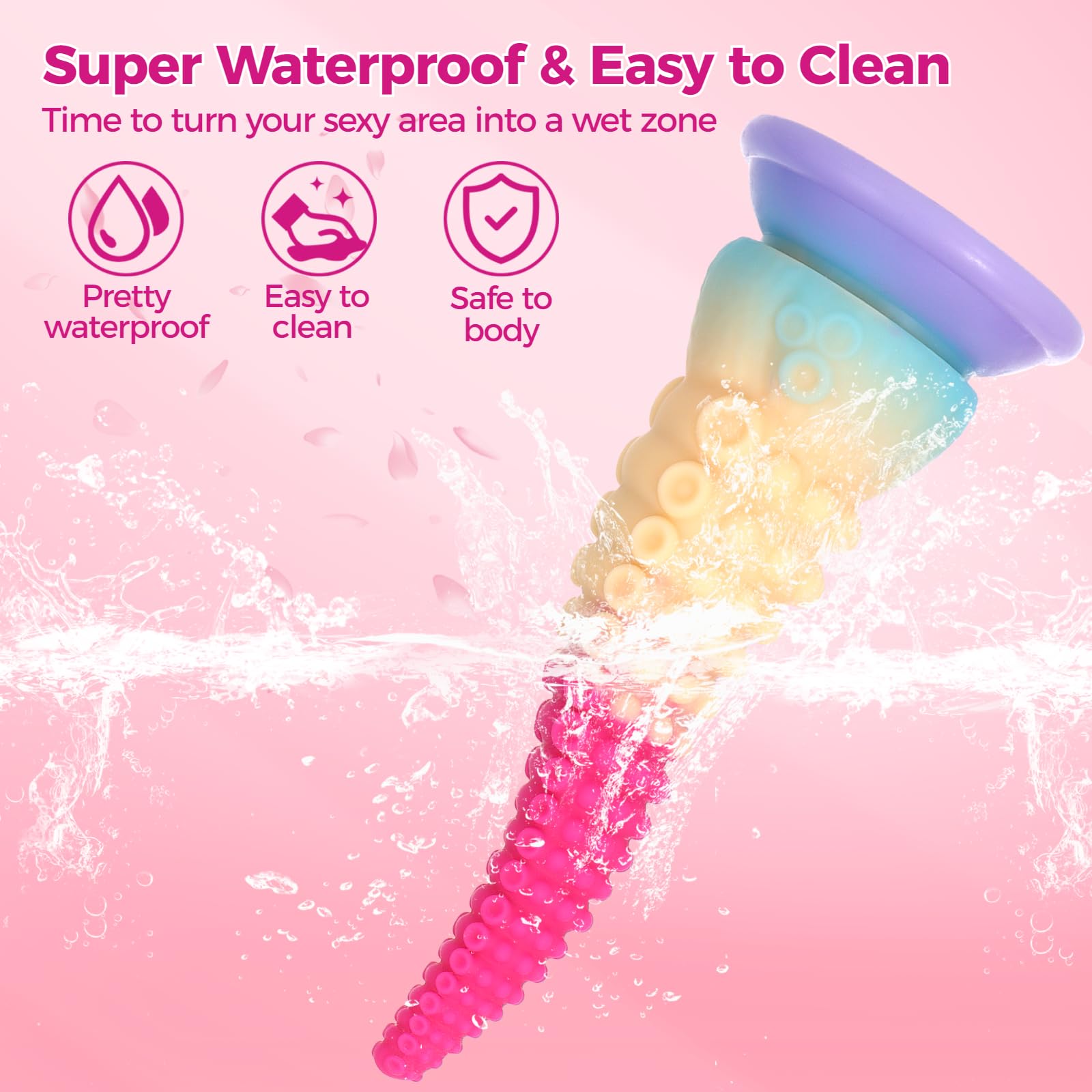 SWEETLORY Long Tapered Tentacle Dildo Fantasy Octopus Sex Toys with Strong Suction Cup, Liquid Silicone Anal Stretcher Butt Plug, Alien Huge Colorful Moving Realistic Monster Prostate Dildo