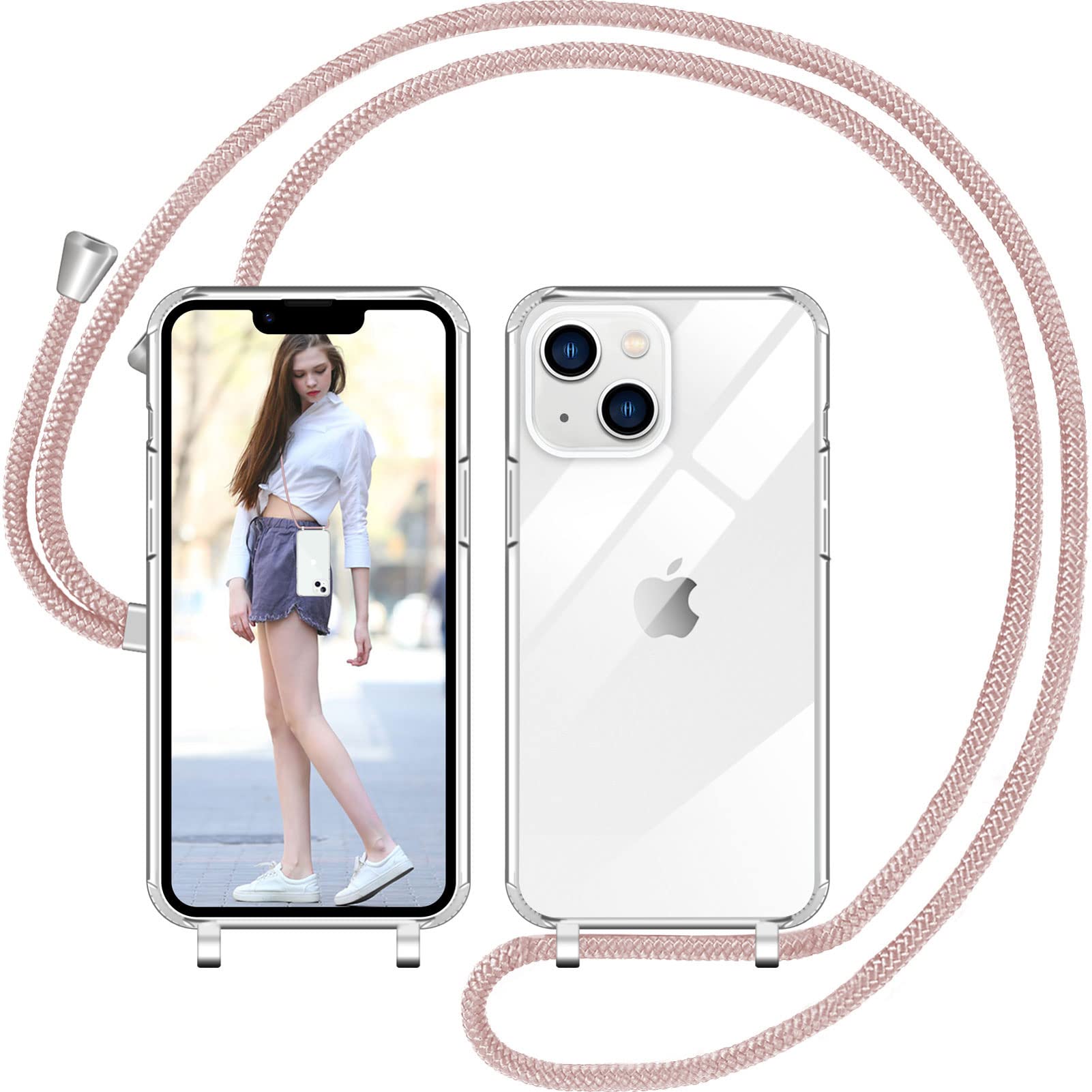 Coque Avec Cordon Pour IPhone 14 - Magnétique, Réglable, Protection Silicone - Noir