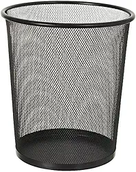 Lixeira Telada de Metal 10 Litros Preta - Cesto de Lixo Aramado para Escritório, Casa, Cozinha e Banheiro - Design Moderno, Resistente e Durável