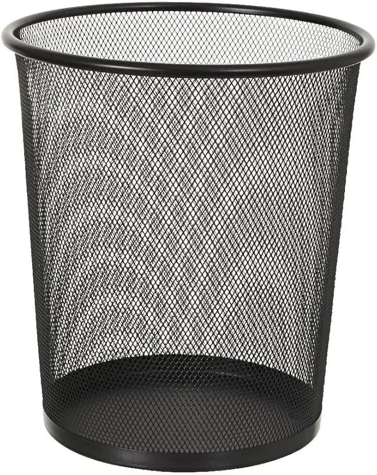 Lixeira Telada de Metal 10 Litros Preta - Cesto de Lixo Aramado para Escritório, Casa, Cozinha e Banheiro - Design Moderno, Resistente e Durável