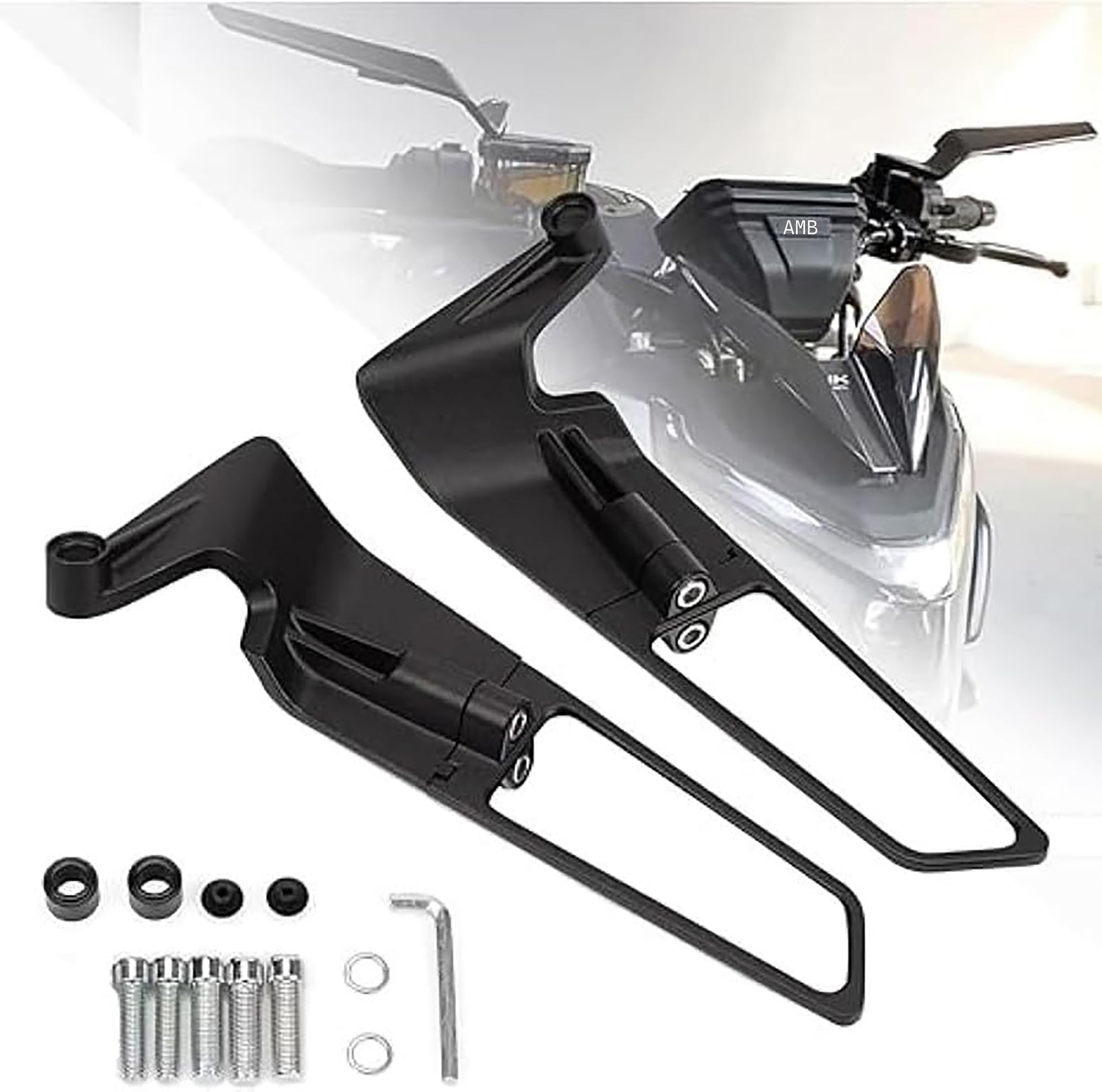 Adjustable Rotating Rear View Mirror Stealth Wind Wing Side Mirror for DUKE-200 DUKE-250 DUKE-390 MT-15 Z400 Z600 MT-09 All Street Bikes.SET OF 2-image-14