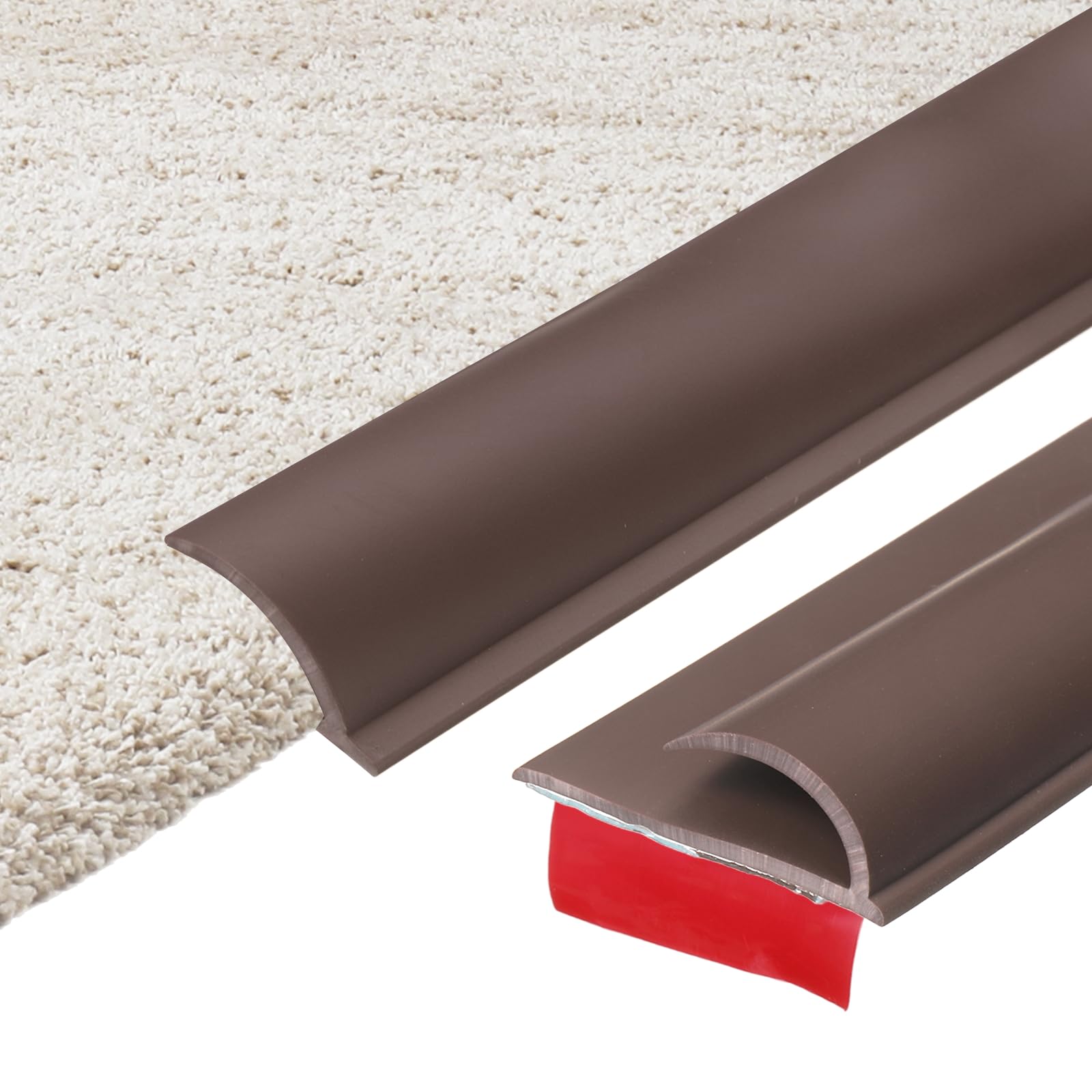 sourcing map 300cm x 30mm x 5mm Carpet to Tile Transition Strip, Self-Adhesive Carpet Edge Strip, PVC Gap Cover, Laminate Edge Trim for Uneven Surfaces, Dark Coffee โ image 1
