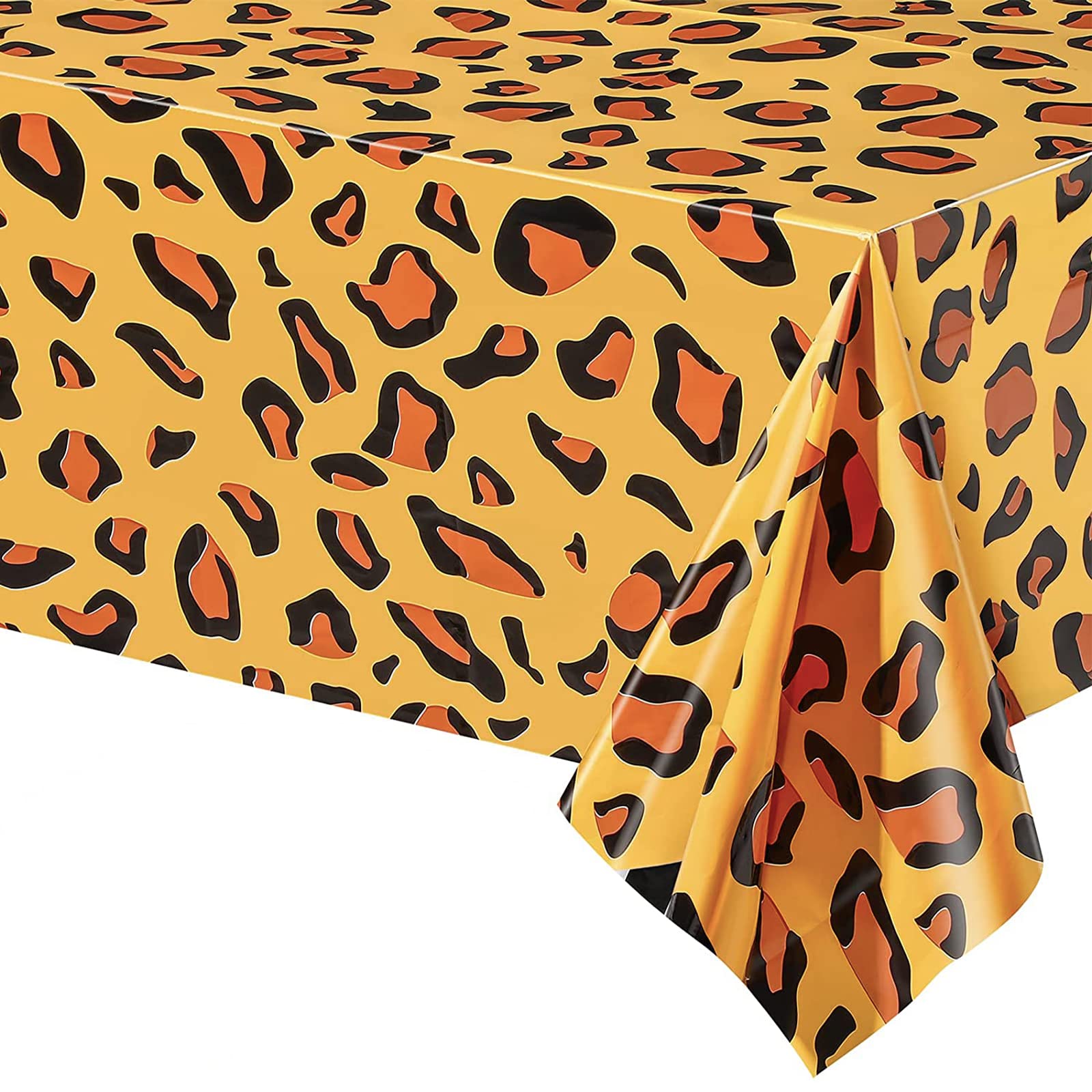 POPOYU 137 X 274 cm Leopard Plastikdecke,Tischdecke Safari,Tischdecke Leopard für SafariThema Partydekorationen,Tischdecken Dschungel Kindergeburtstag für Dschungel Safari Geburtstag Party Zubehör Spielzeug